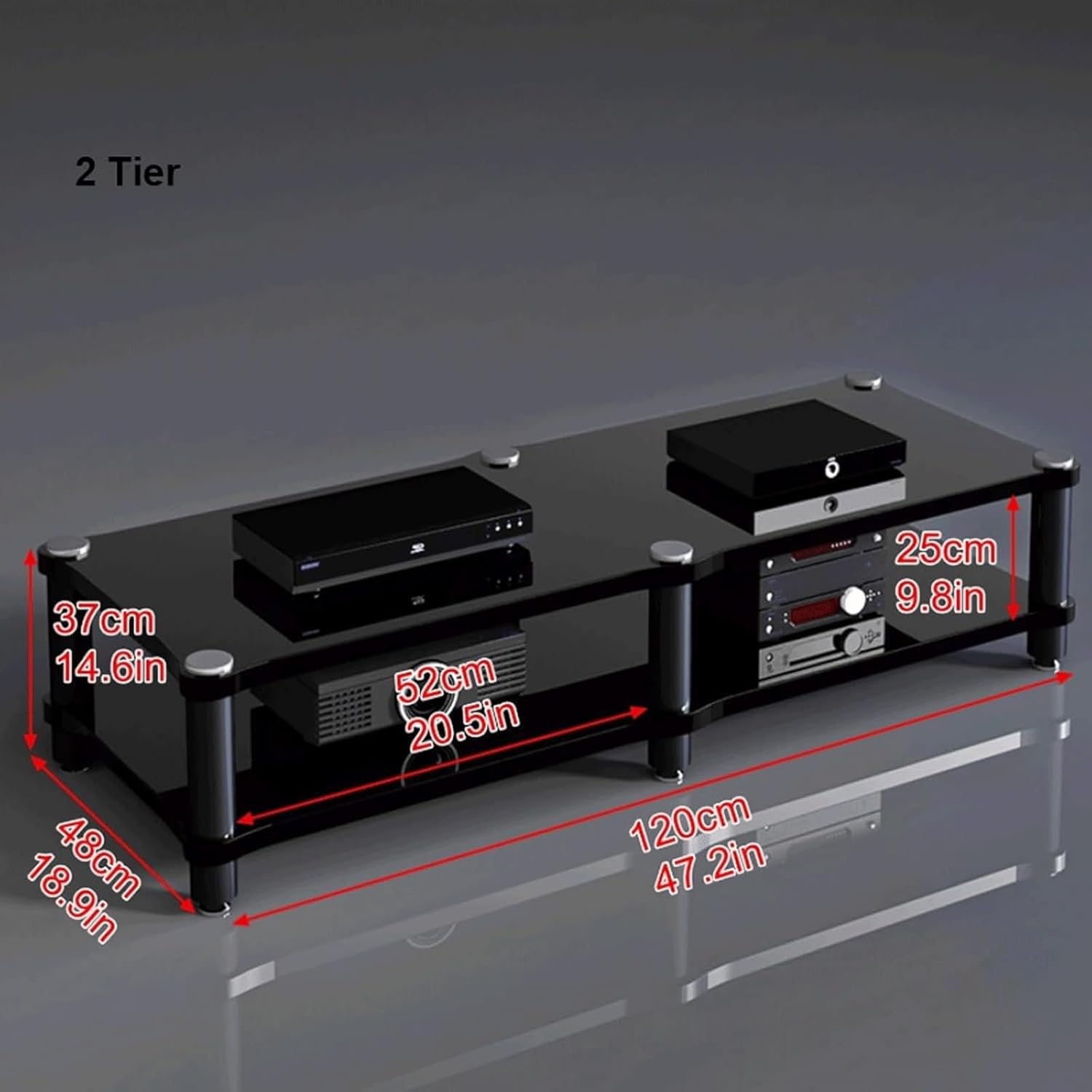 PZEOB Audio Rack Stand AV Media Stand Shock-Absorbing Media Storage Cabinet Home Theater Audio-Visual Rack Tower for Office Studio(Black