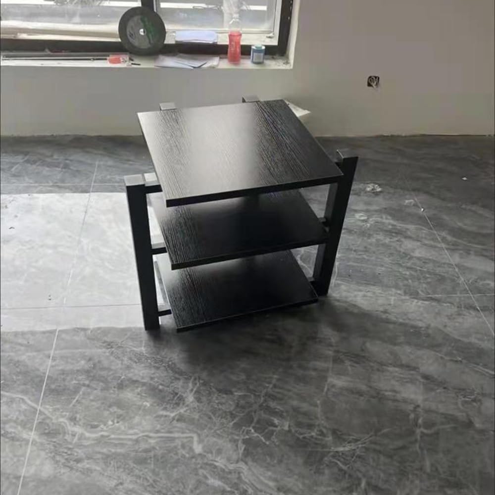 KGPGNYMYHA Audio Stand 3 Tier Audio Rack Tower Media Stand Wooden Shelf Stereo Racks CD Player Stand Entertainment Media Center For Theater AV Gear(Brown