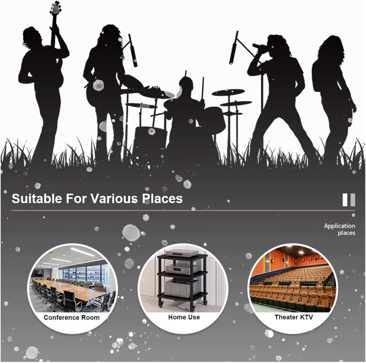 XMFBSY Medios AV Media Stand with Wheels Modern Stereo Cabinet Receiver Console Shelf Wooden Audio Component Rack HiFi Stand for Living Recording Room Organizer(White