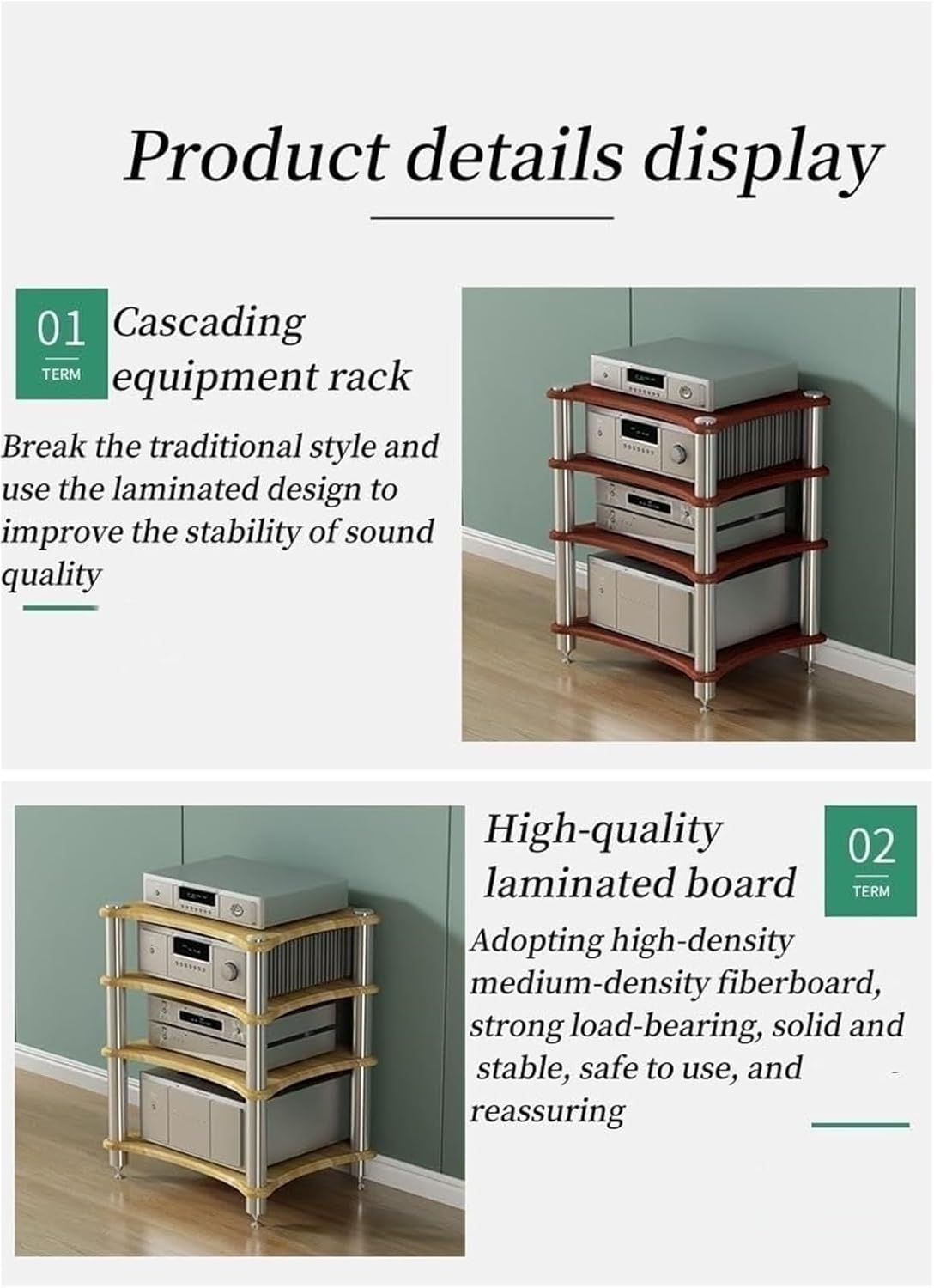 ycnbnwe 3/4 Tier av Audio Rack with Open Design