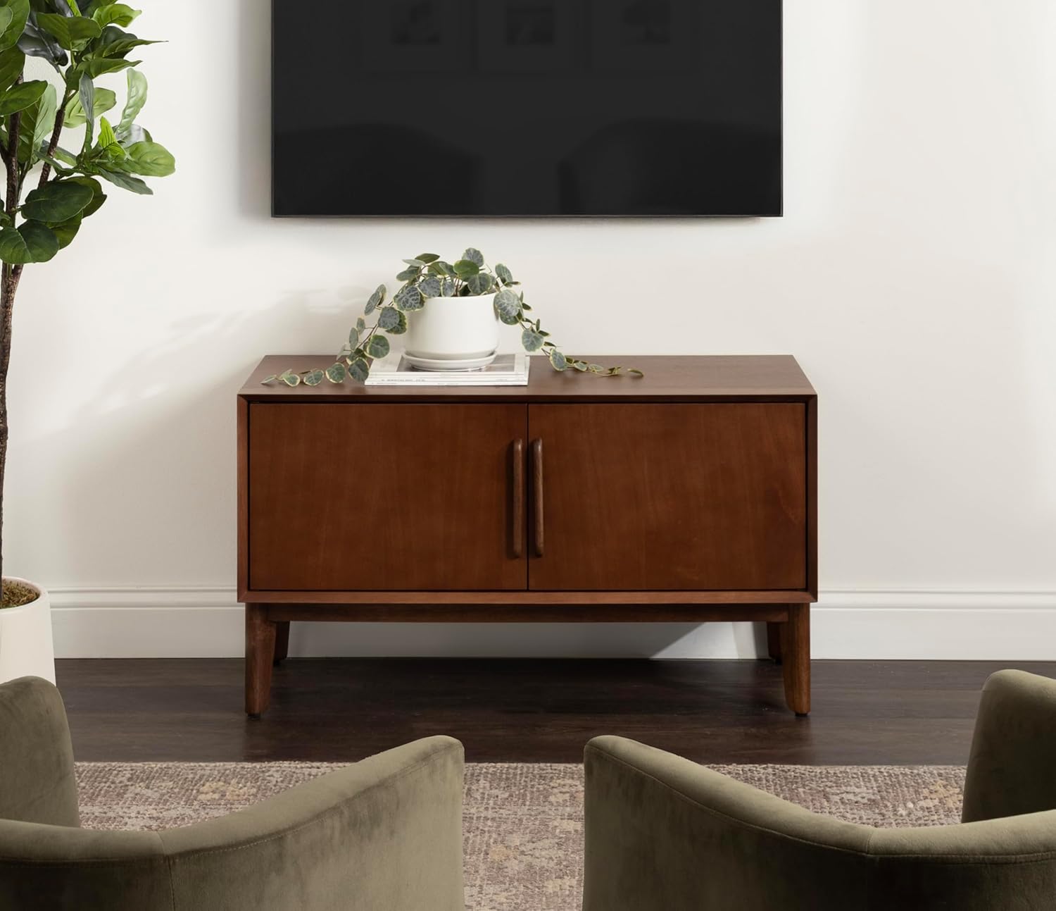Kate and Laurel McCutcheon Modern Two-Door Mango Wood Floor Media Cabinet