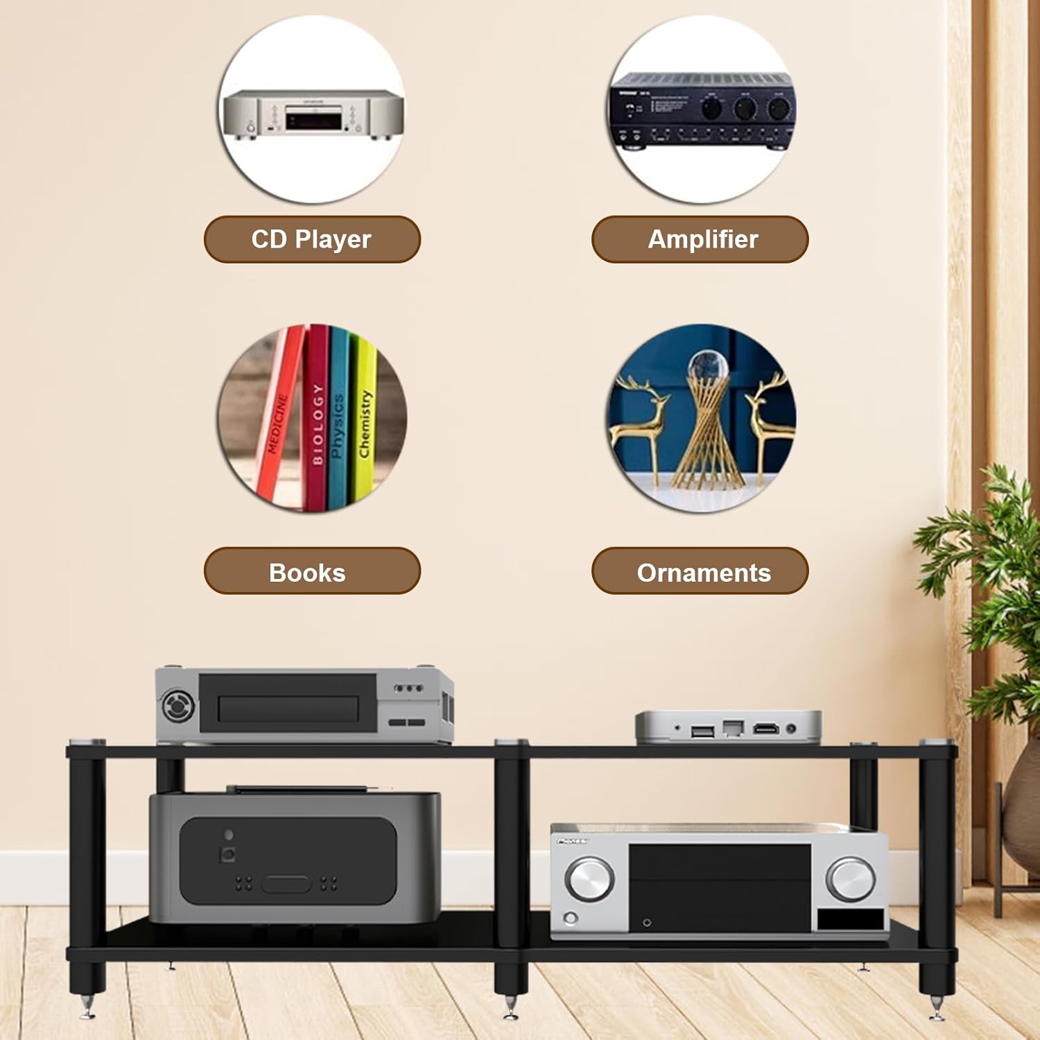 ZGZCQDSL 2 Tier Long AV Media Stand