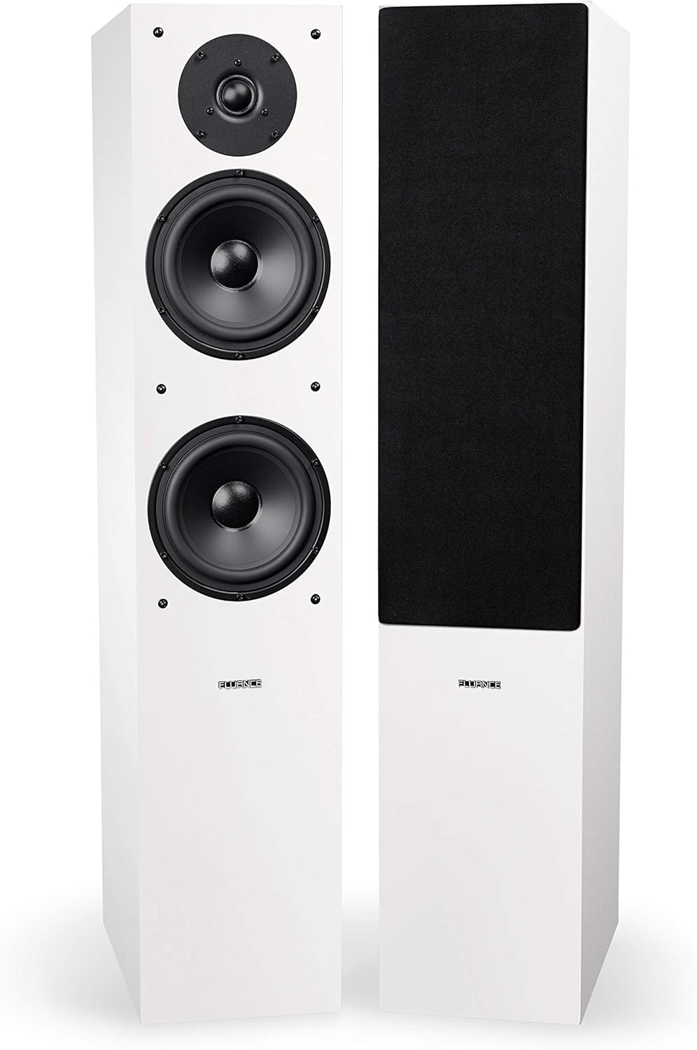 Fluance Elite High Definition Surround Sound Home Theater 7.0 Channel Speaker System Including Three-Way Floorstanding Towers, Center Channel, Surround and Rear Surround Speakers - White (SX70WHR)