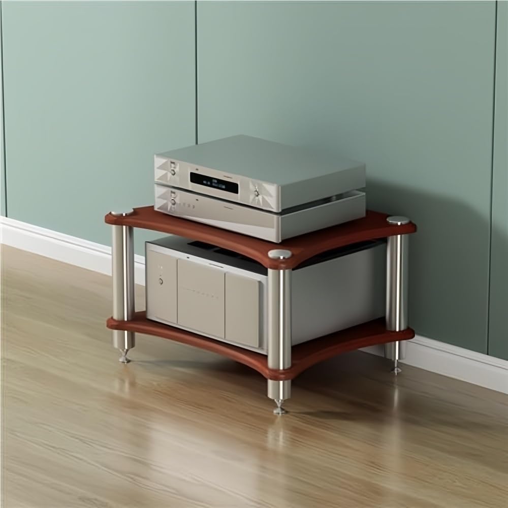 Stacked Audio Equipment Rack with Shock-Absorbing Feet