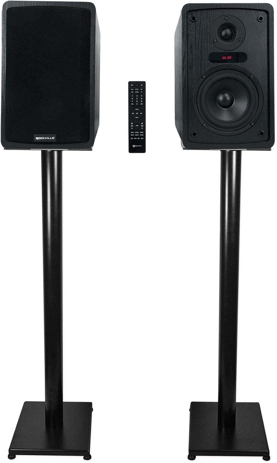 Rockville ELITE-5B Bundle: 5.25 in Powered Bookshelf Speakers with Bluetooth