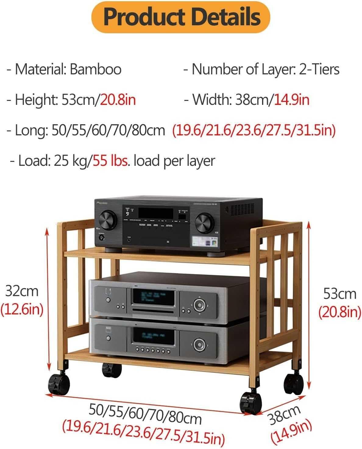 PPOIUYK Large Capacity Audio Rack Media Stand