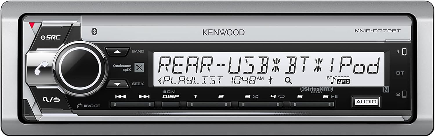 Kenwood KMRD772BT Single DIN Marine Audio USB AUX CD Bluetooth SiriusXM Ready Stereo Receiver