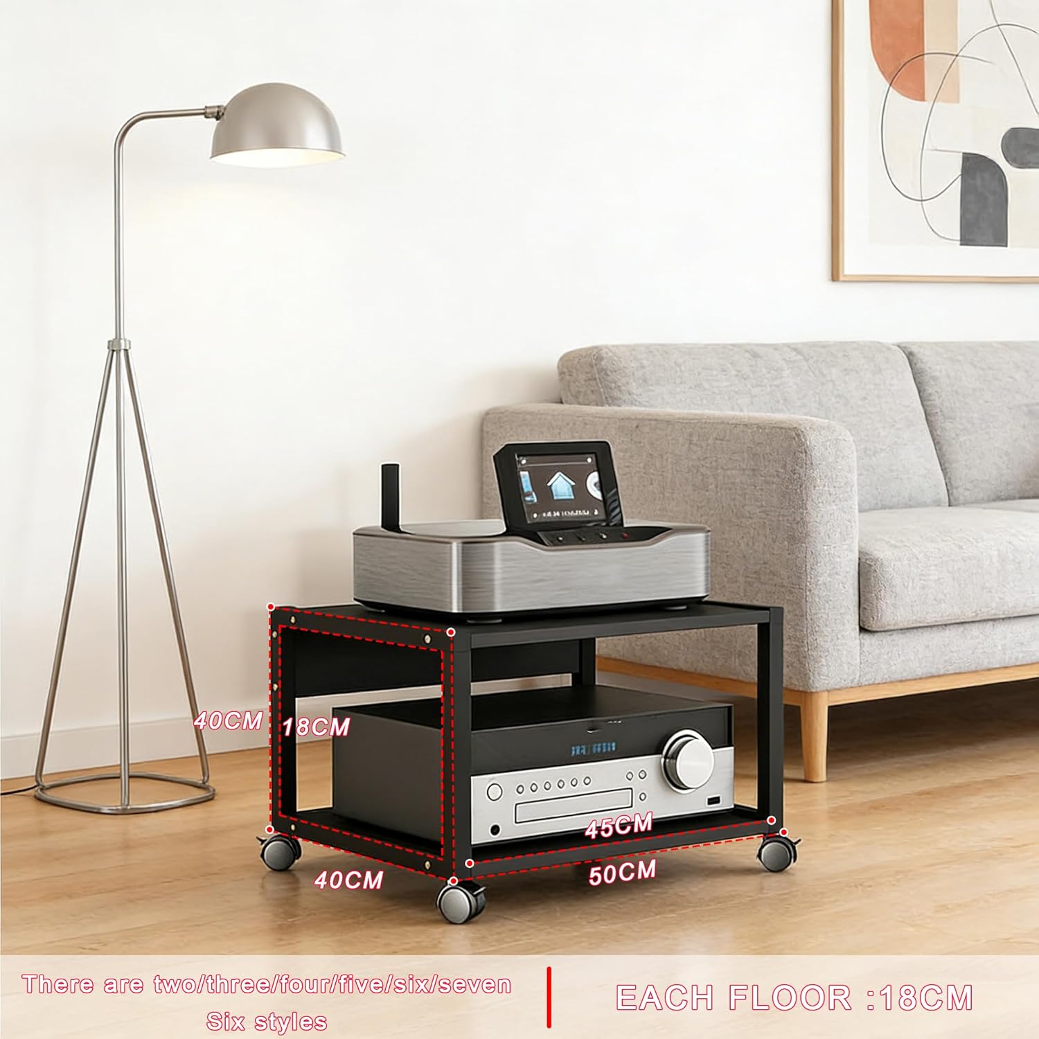 saun 2 Tier Audio Rack Tower