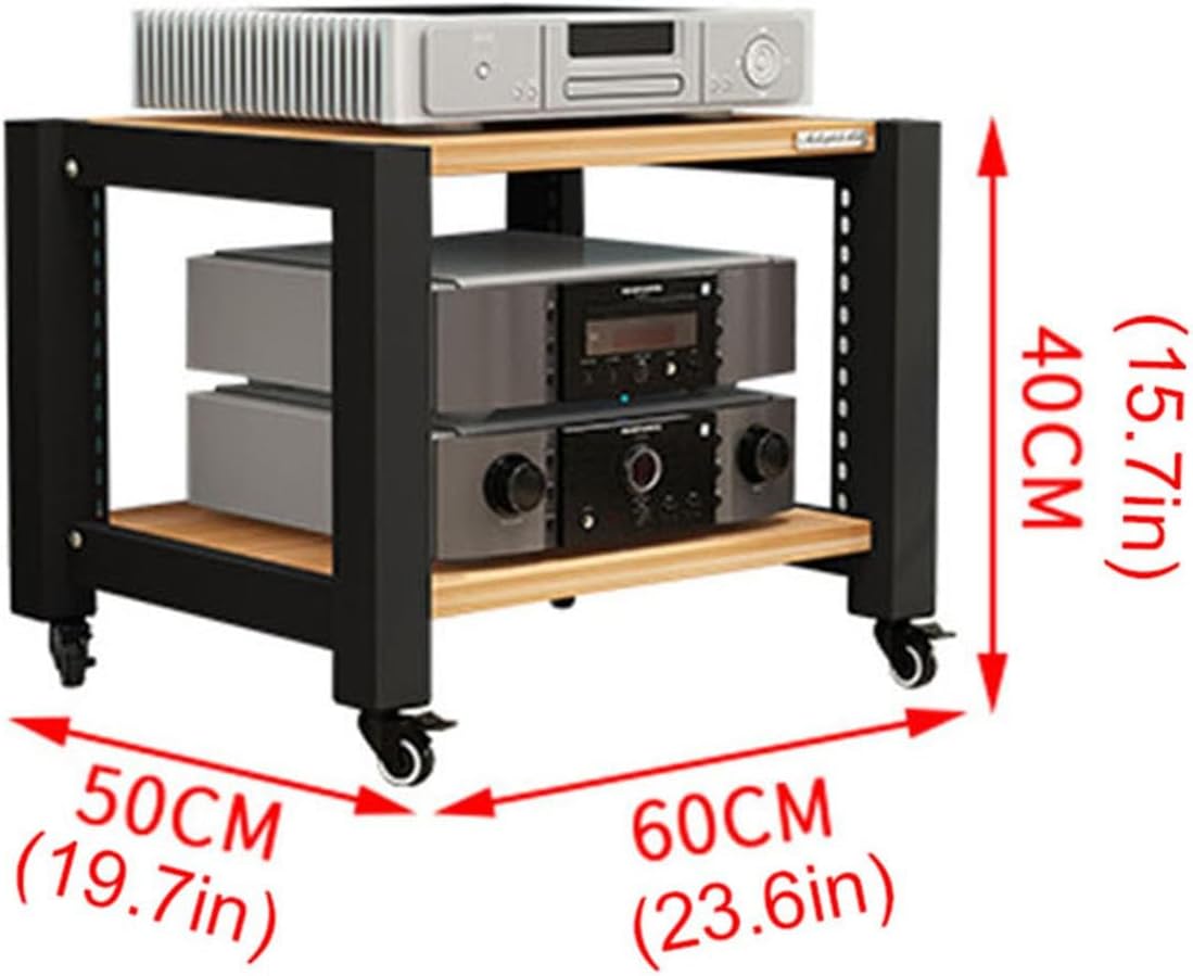 2/3/4/5-Tier Movable AV Media Stand CD Player Stand Audio Tower Hi-Fi Rack Stereo Component Cabinet with Height Adjustable Wooden Shelf for Home/Office/Theater