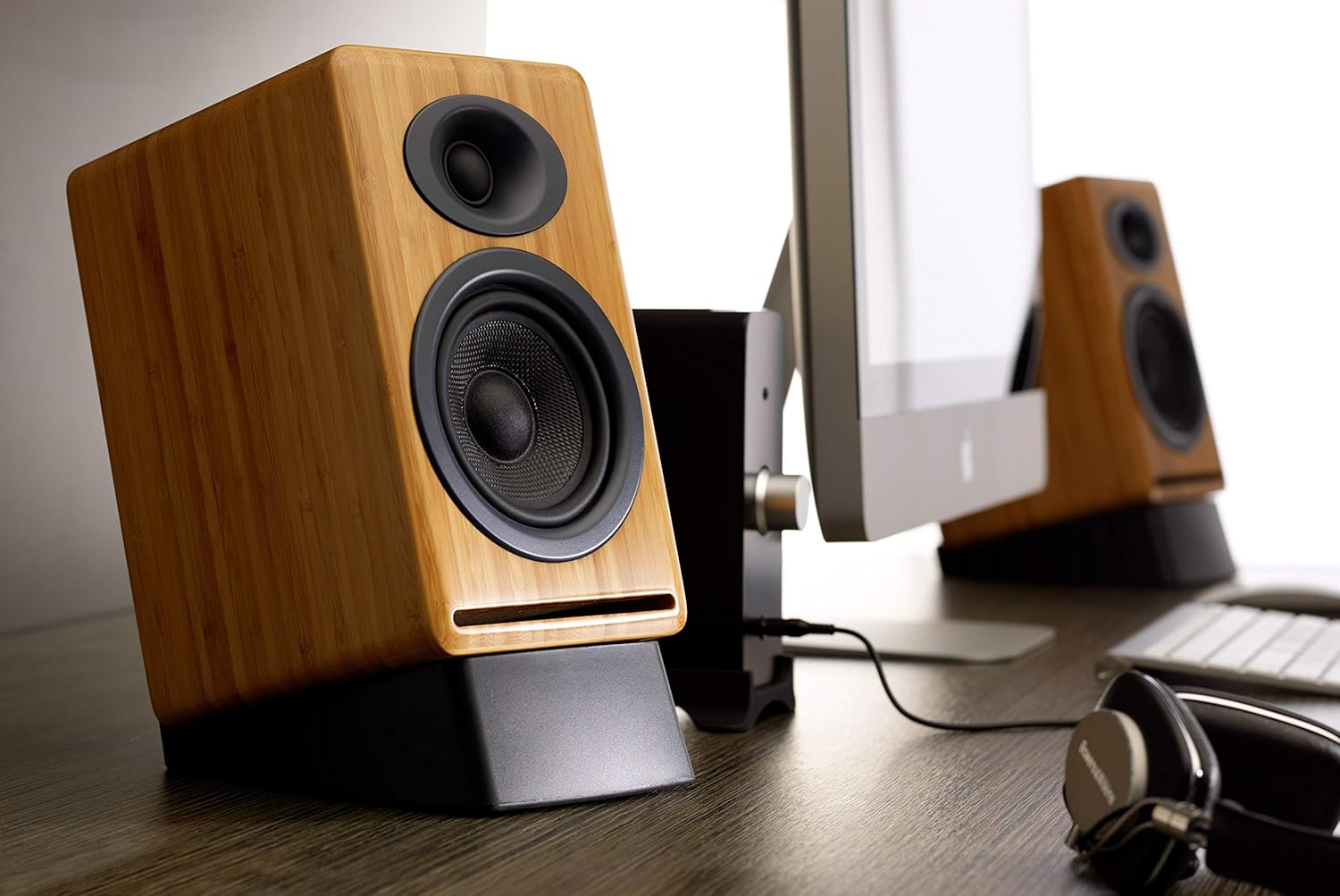 Audioengine P4 Passive Bookshelf Speakers - Compact Speakers and Home Music System | 2-Way Powered Speakers (Bamboo)