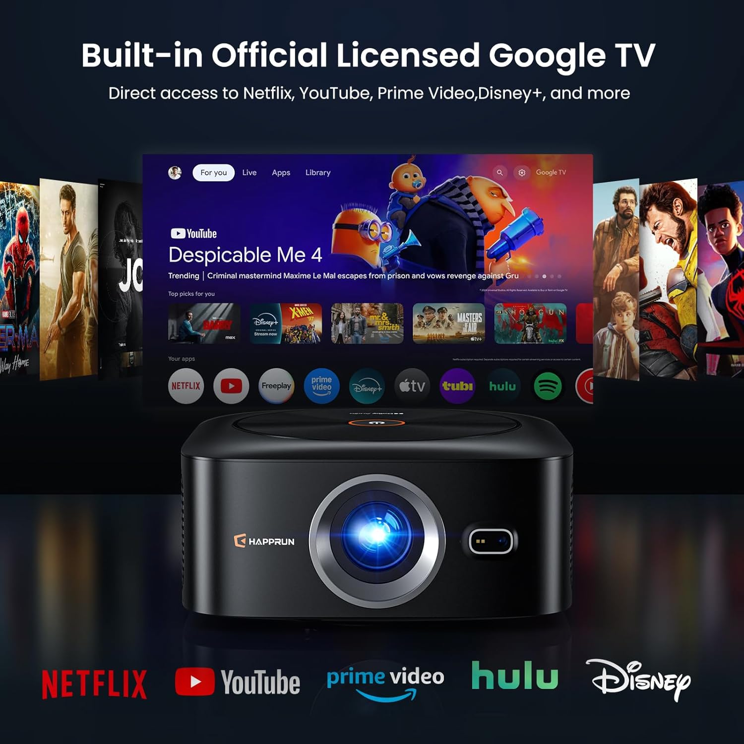 1500 ANSI Official Licensed Google TV Smart Projector