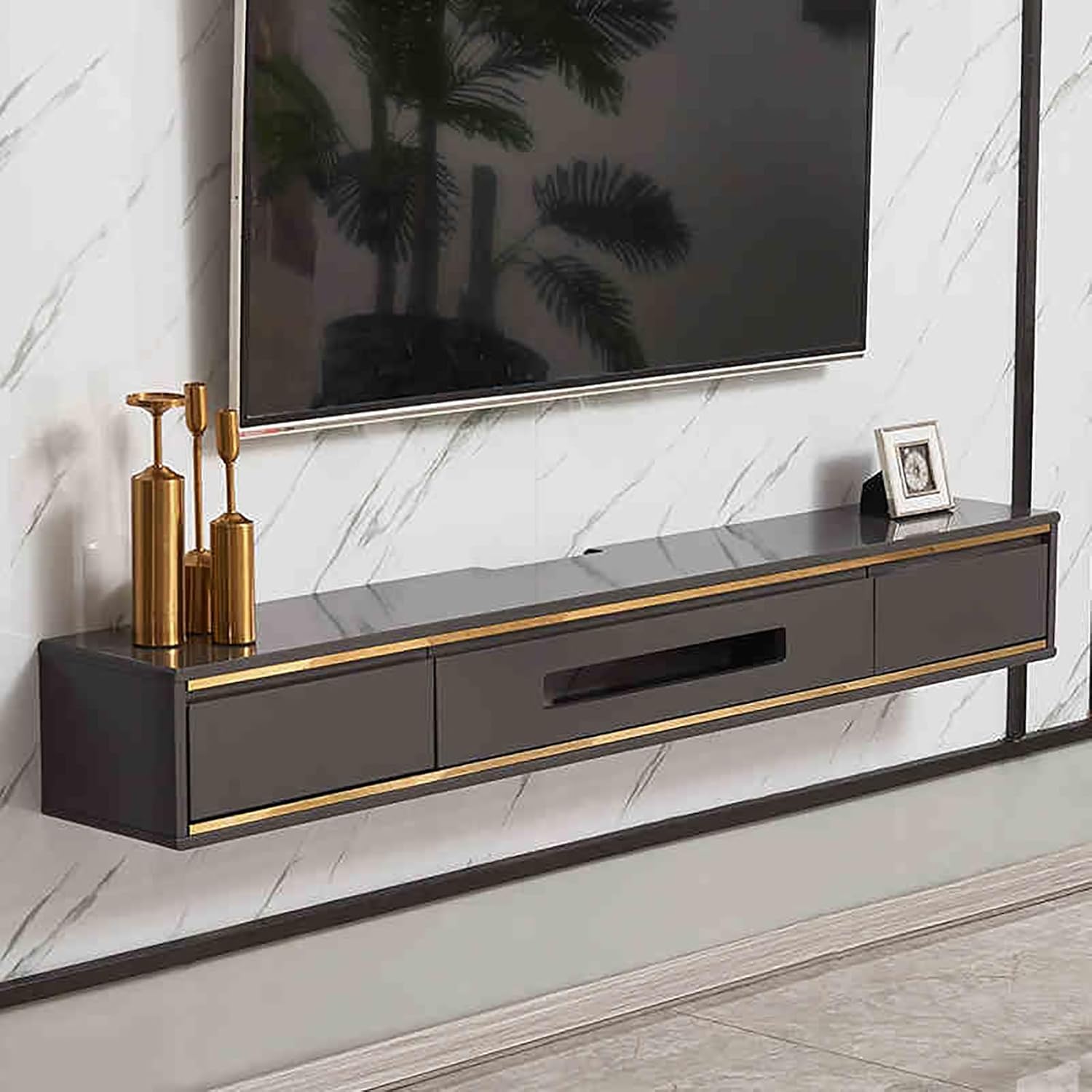 WTSMGS Floating Media Console Media Console Wall Mounted TV Stand with Drawers Floating TV Shelf Media Console Table with Flap Door TV Console Table with Cable Hole for Living Room Bedroom.