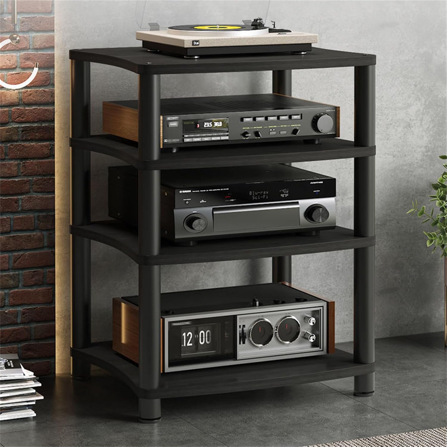 FZYUAN Audio Rack Tower Stereo Rack AV Media Stand with Shelves