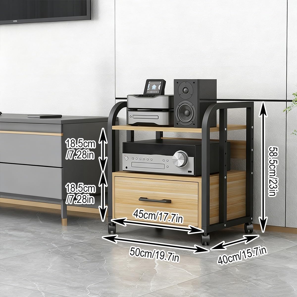 JDPYURV Heavy Duty Media Stand with Drawer & Wheels