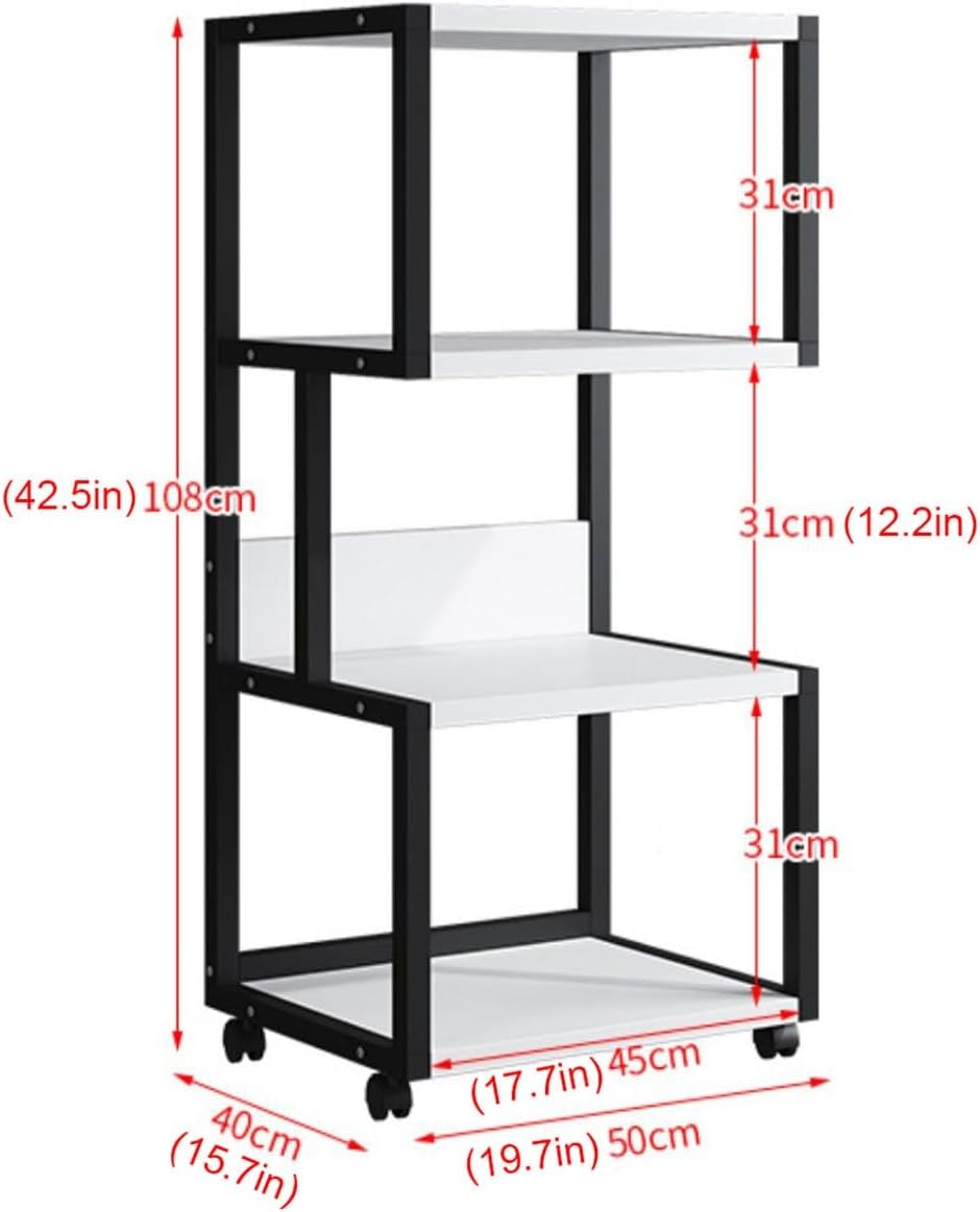 Movable AV Media Stand Cabinet CD Player Stand TV Corner Shelf Entertainment Stereo Component Cabinet Audio Rack Tower with 4-Tier Wooden Shelf for Home/Office/Theater(Size:A)