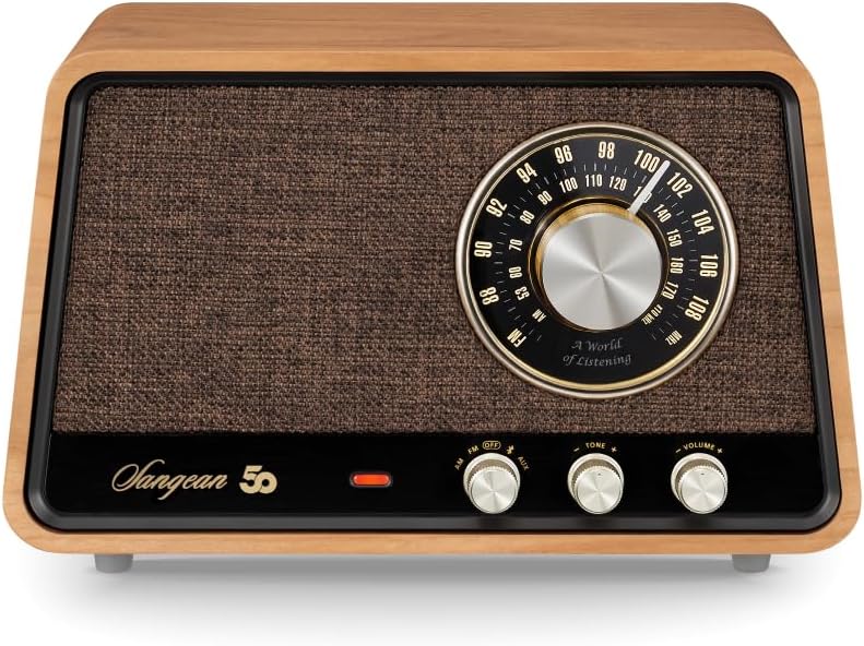 Sangean WR-55 AM/FM/Bluetooth/AUX Premium Analog Wooden Cabinet Radio 50th Anniversary Edition