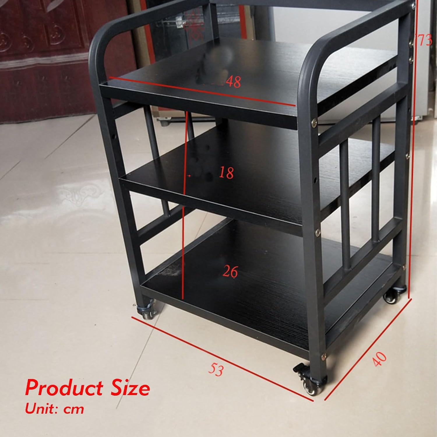 YLQFGUVWK 3-Layer Removable Audio Stand Media Player Stand/Floor Standing/Shelf Cabinet with Height Adjustable Wooden Shelf for Home/Office/Audio Video/DJ/Theater(Black)