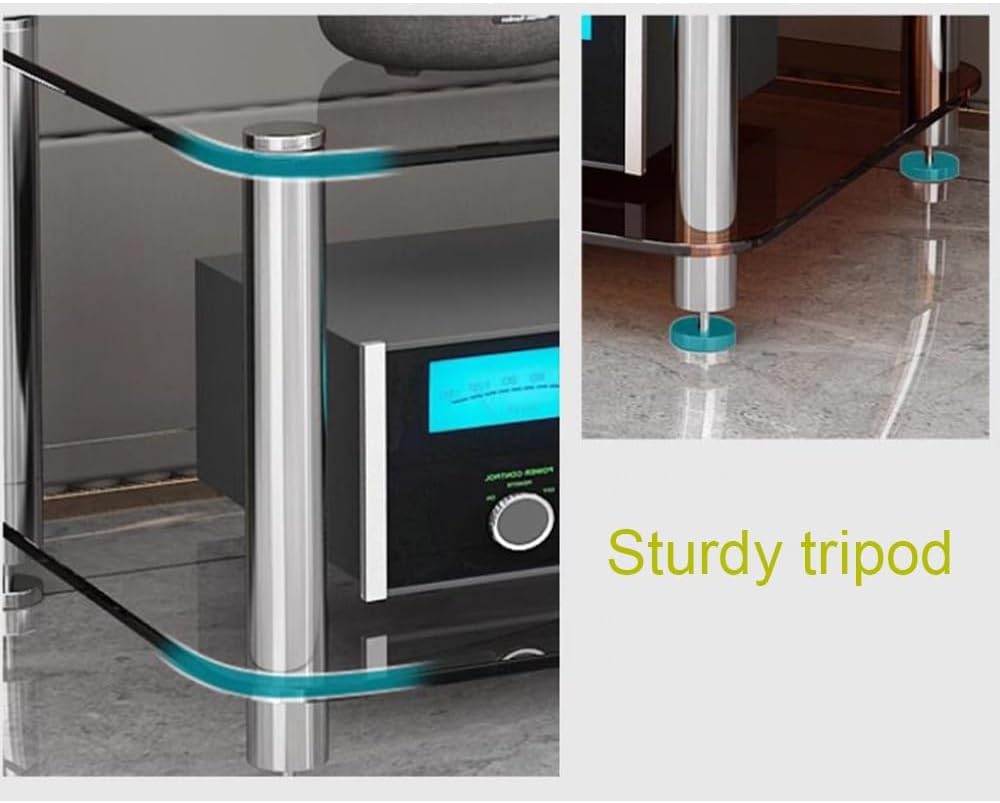 DLYZAYE 4Tier Glass Media Stand HiFi Racks Av Component Cabinet Stereo Rack with Tempered Glass Shelf