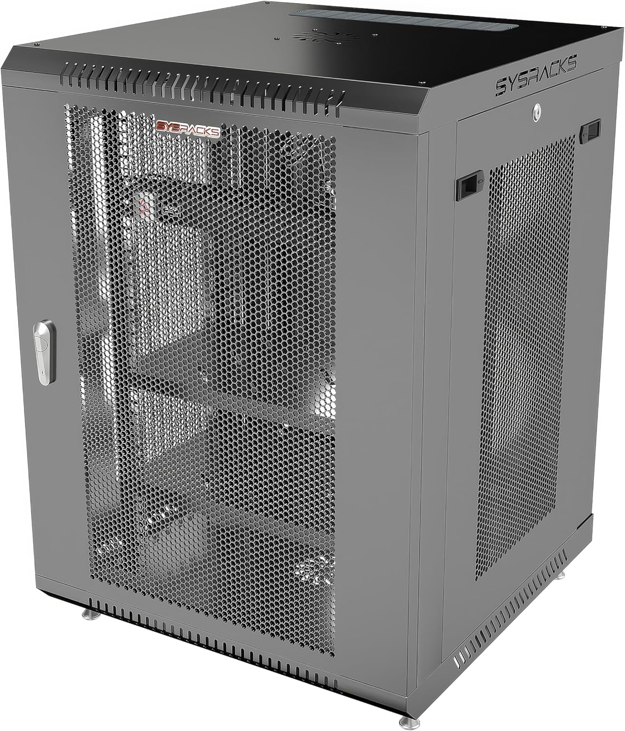 Sysracks - Wall Mount Server Rack - Locking Network Cabinet - 15 U Locking AV Enclosure - Vented Audio Rack - Networking Enclosure - 24 Inch Depth IT Computer Cabinet - with Casters - PDU - Shelf