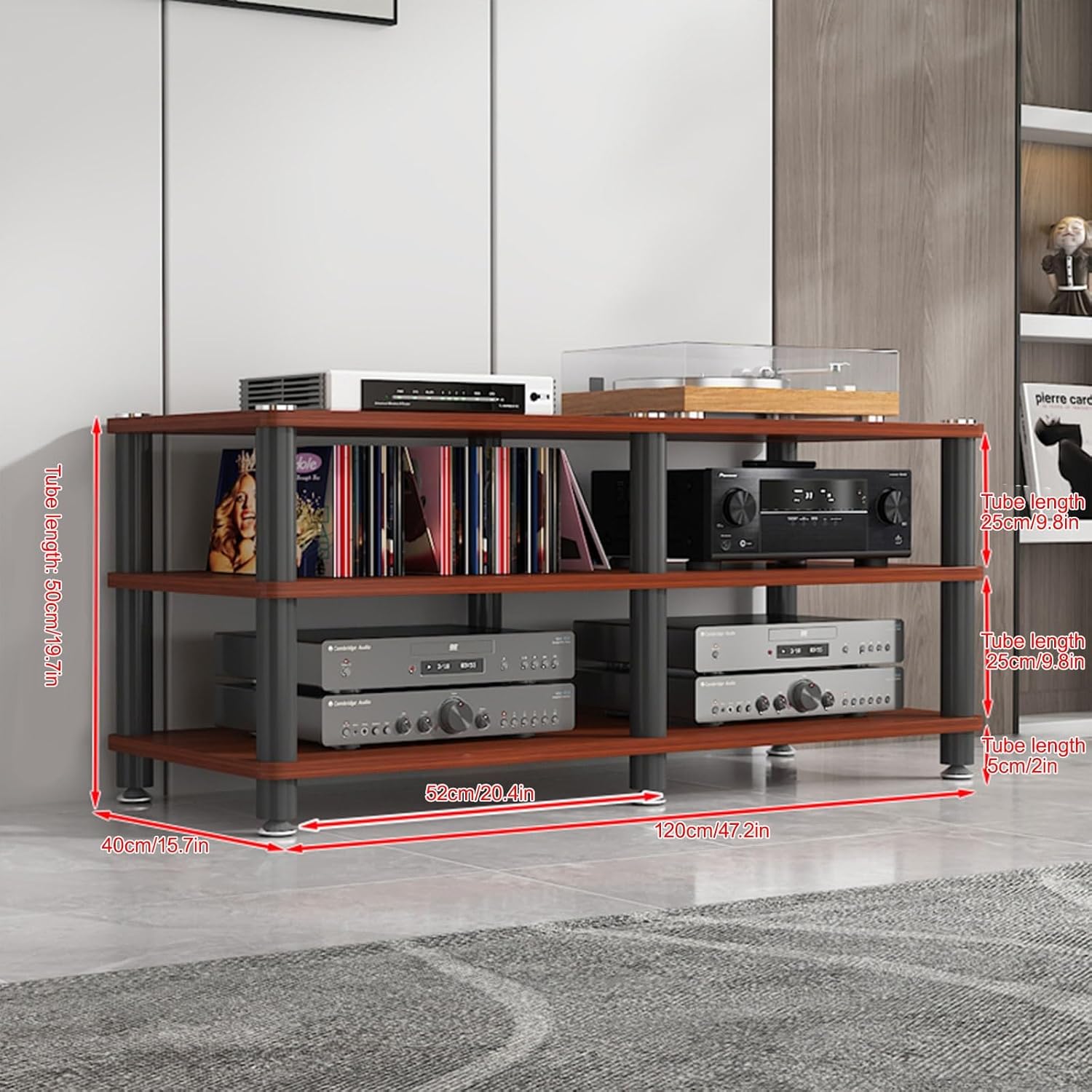 Heavy Duty Media Storage Cabinet - Stereo Rack & Stand for Living Room