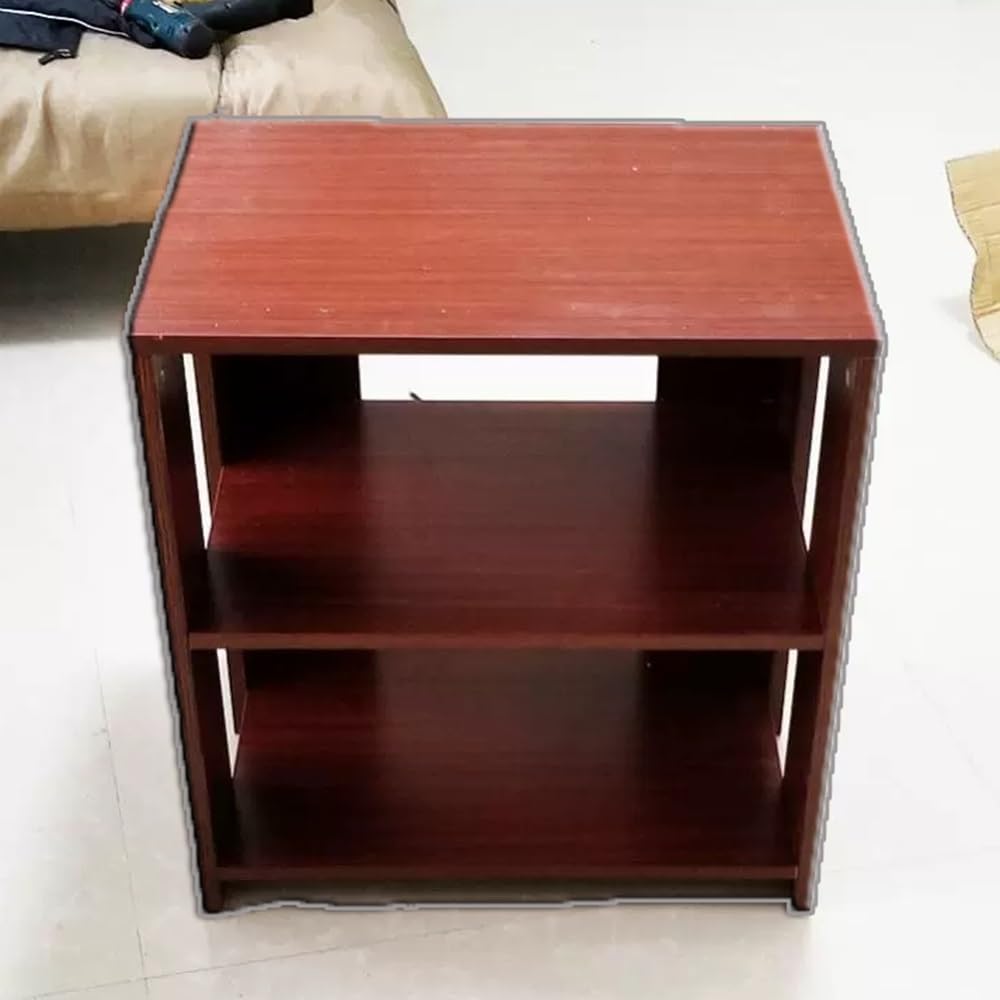 NILZA Wood Audio Rack 3 4 Tier Audio Component Cabinet Audio Video Media Stand Media Storage Cabinet Corner Shelves for DVD Players Game Console(Teak