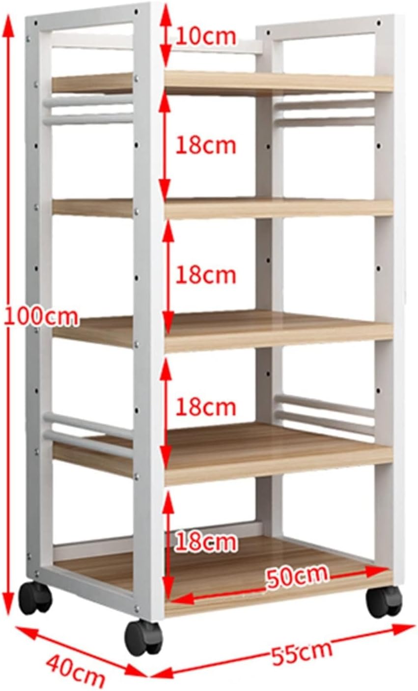 YLQFGUVWK Media Storage Cabinet Record Player Stand 5 Layer Wooden Shelf for Av Amplifier/Turntable/skybox/Printer Multifunctional Height Adjustable(Teak Color)
