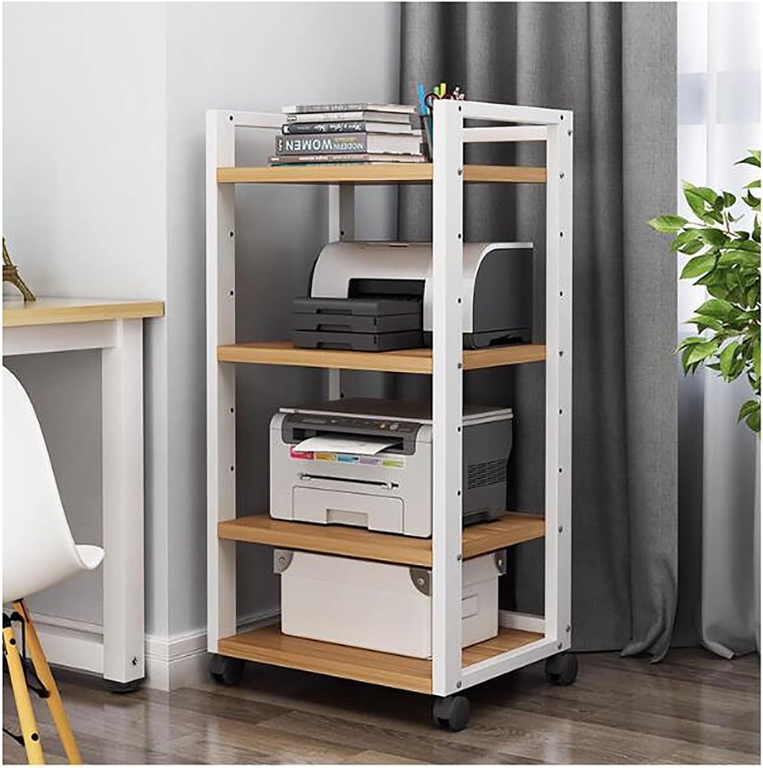 4/5-Tier Removable Audio Stand Media Player Stand CD Rack Corner Rack Component Cabinet Stereo Rack Audio Tower with Height Adjustable Wooden Shelf for Home/Office/Audio Video/DJ/Theater (Color : A-4