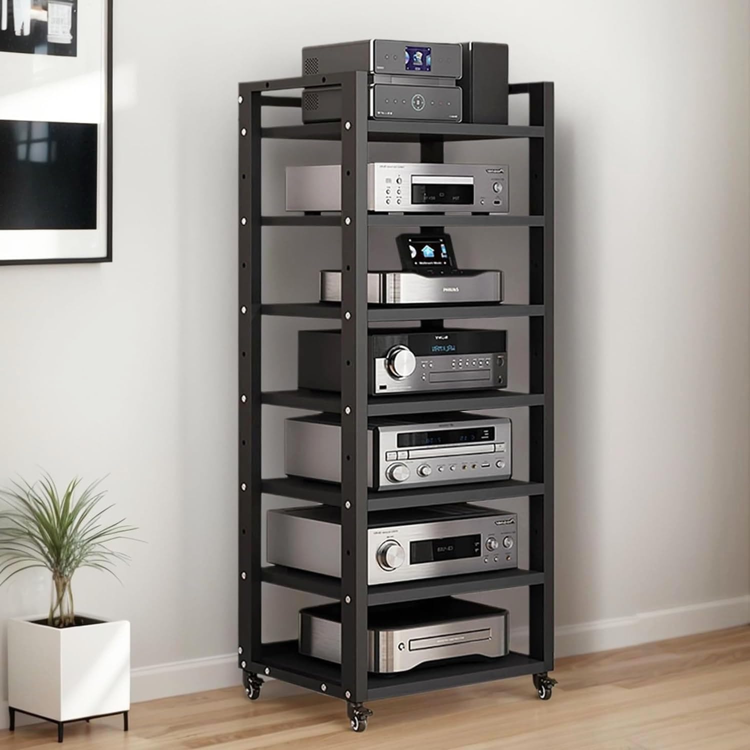 OMKUOSYA 7-Tier Heavy Duty Audio Component Rack