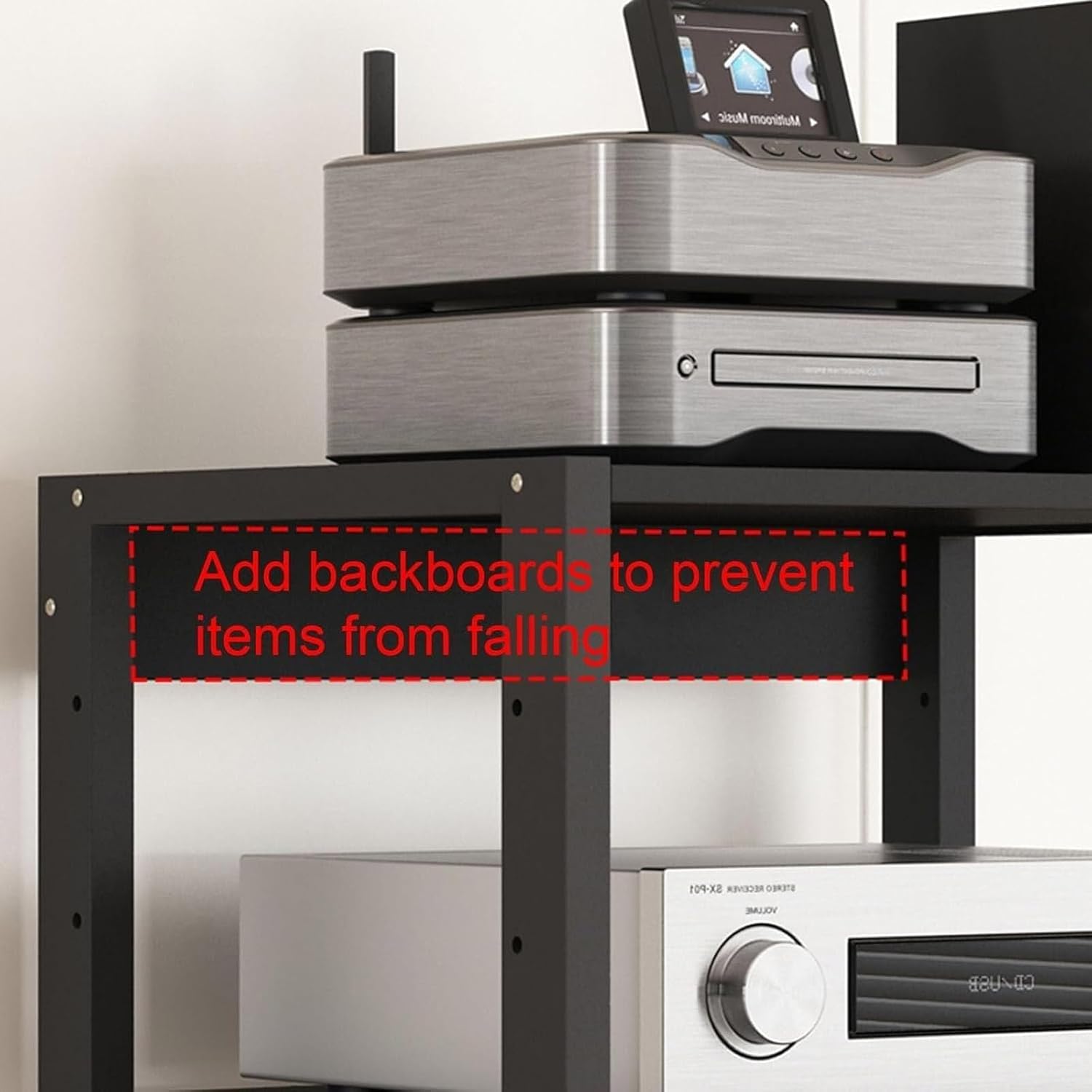 HYDTGZ 2 Tier AV Media Stand Wooden Stereo Cabinet Audio Rack Tower CD Player Stand for Home/Office/Audio Video/DJ/Theater