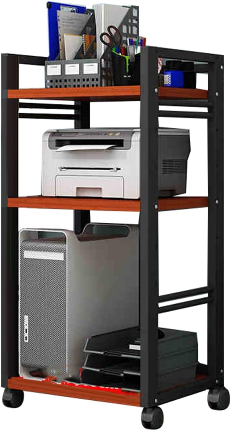 YLQFGUVWK 3-Layer Removable Media Storage Cabinet Record Player Stand Stereo Component Storage Cabinet for Av Amplifier/Turntable/skybox/Printer Multifunctional Height Adjustable(Red Teak)