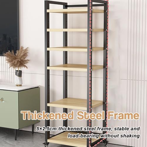 AV Media Stand CD Player Stand Home Stereo Rack with Height-Adjustable Shelf and Wheel