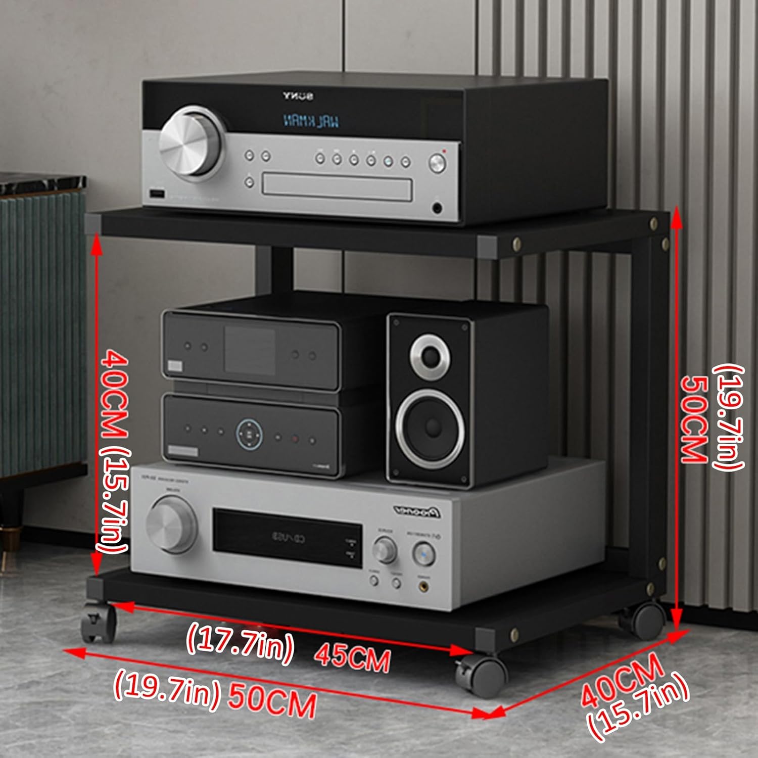 Modern Stereo Stand with Wheels