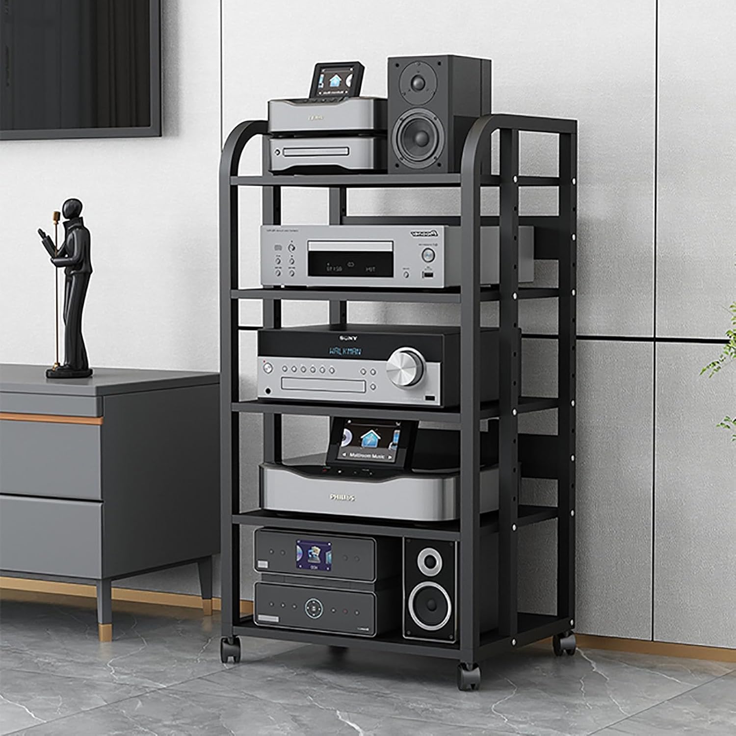 5 Tiers AV Media Stand Corner Shelf