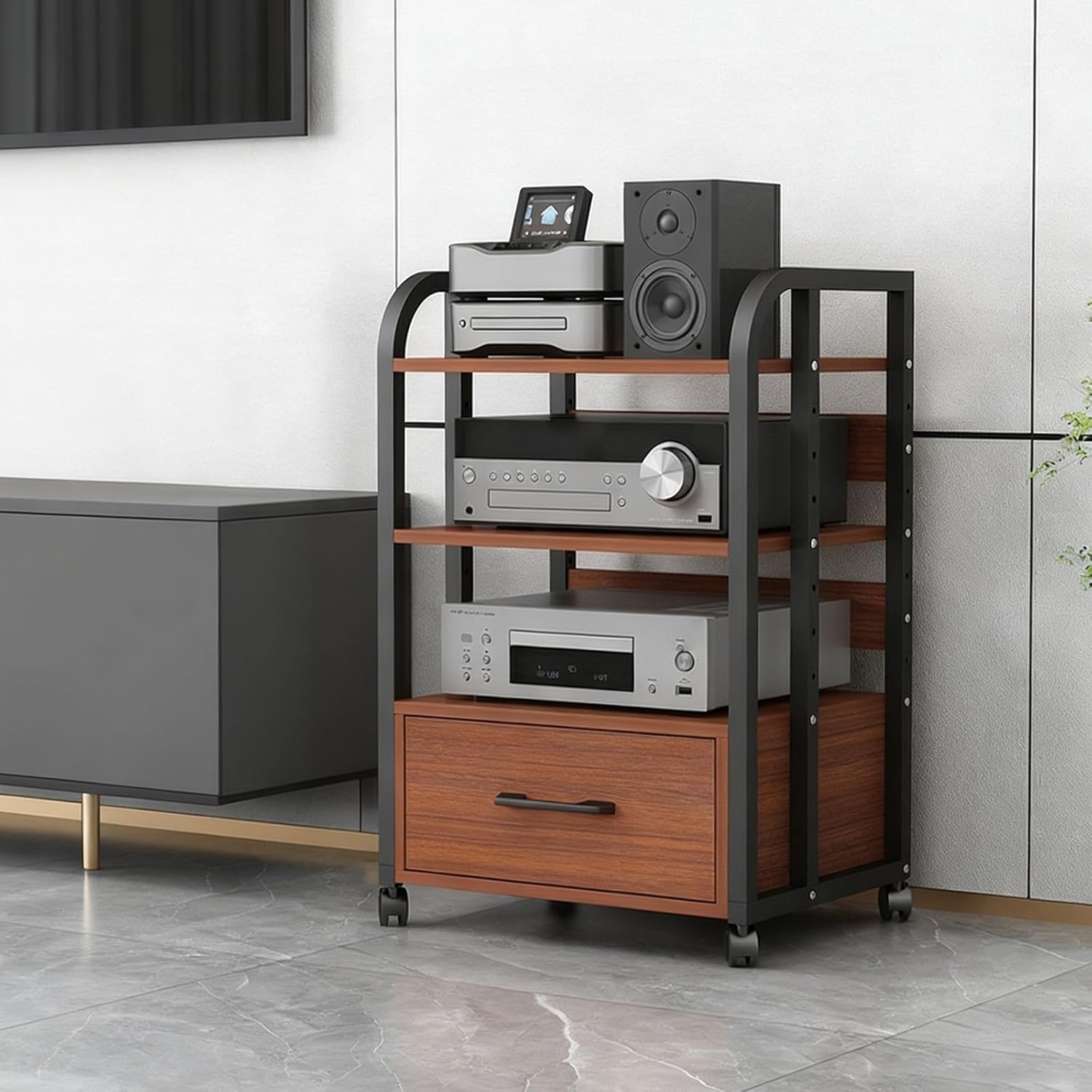 JDPYURV Heavy Duty Media Stand with Drawer & Wheels