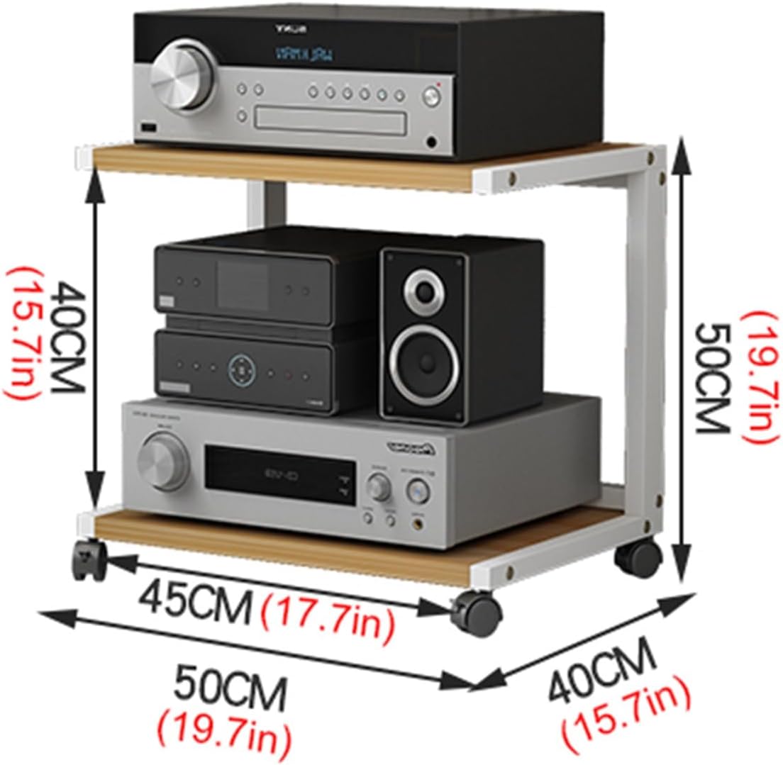 Modern Media Stand Amplifier Rack Audio Video Components Cabinet Mobile Audio Rack CD Player Stand Mixer Equipment 2-Tier Multi-Function Open Storage Racks with Wooden Shelf (Color : A