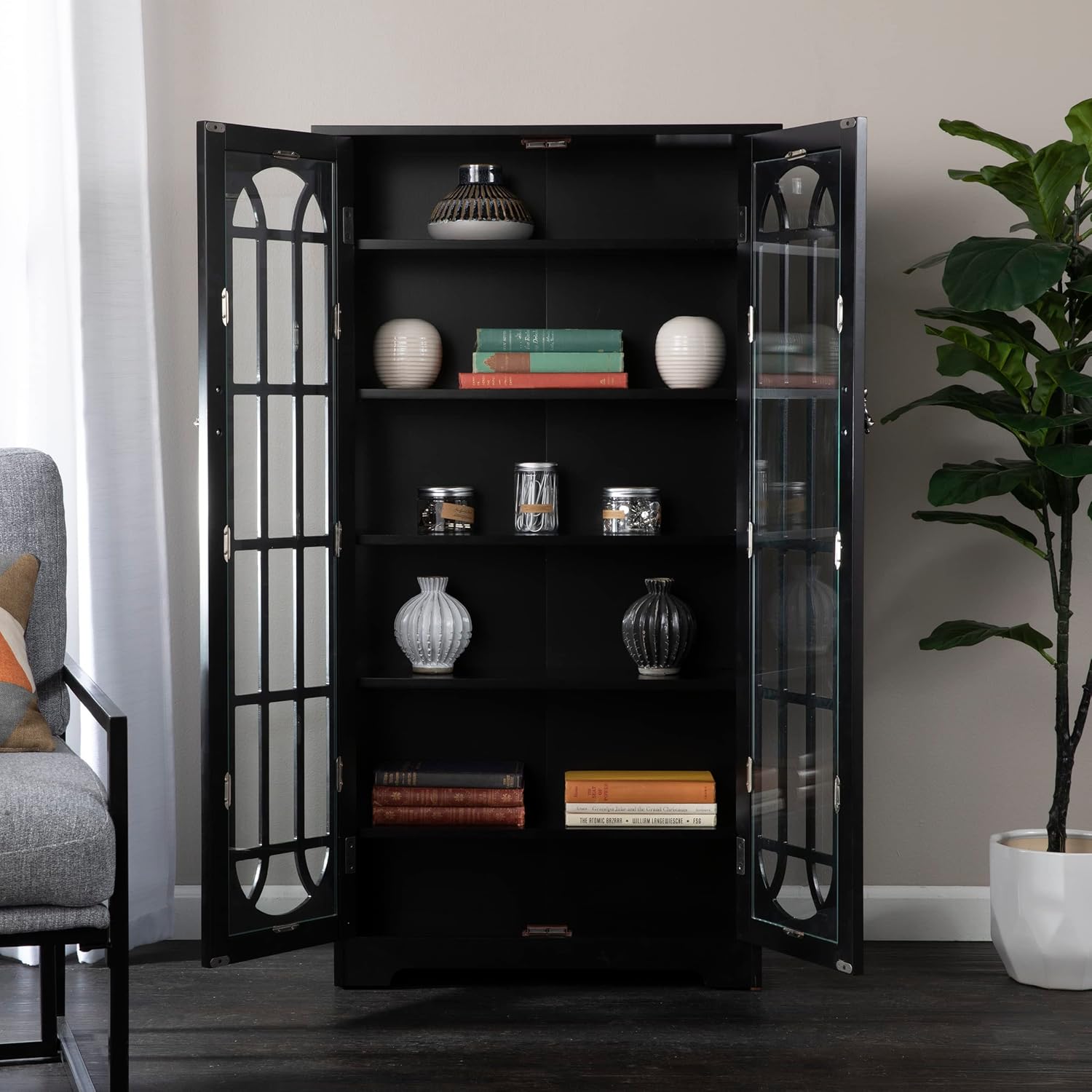 SEI Furniture Window Pane Media Cabinet