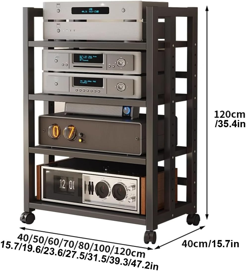 JDPYURV 3/4 Tier Audio-Video Media Stand with Adjustable Shelves