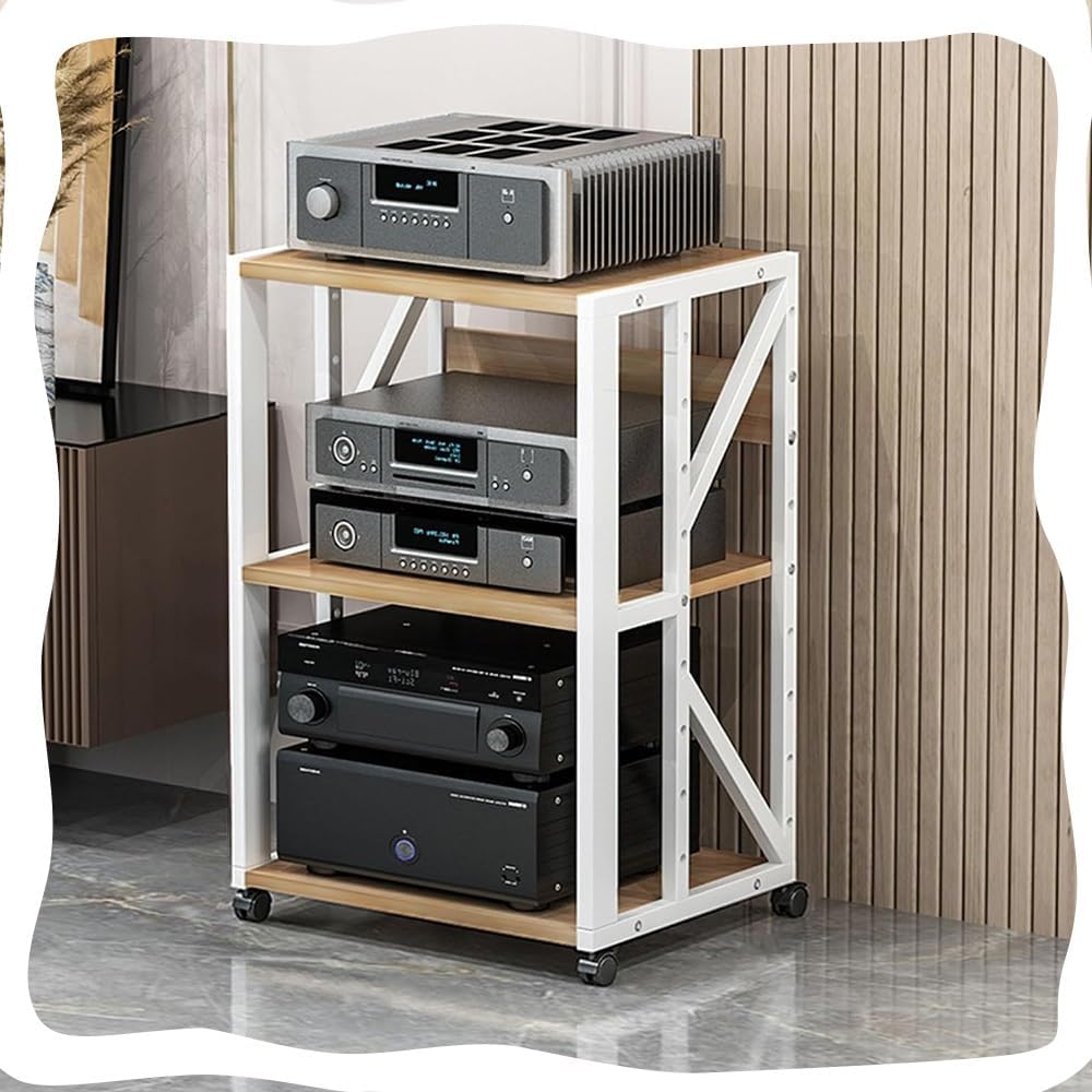 BIUBPW Modern Audio Video Stand AV Cabinet with Wheels