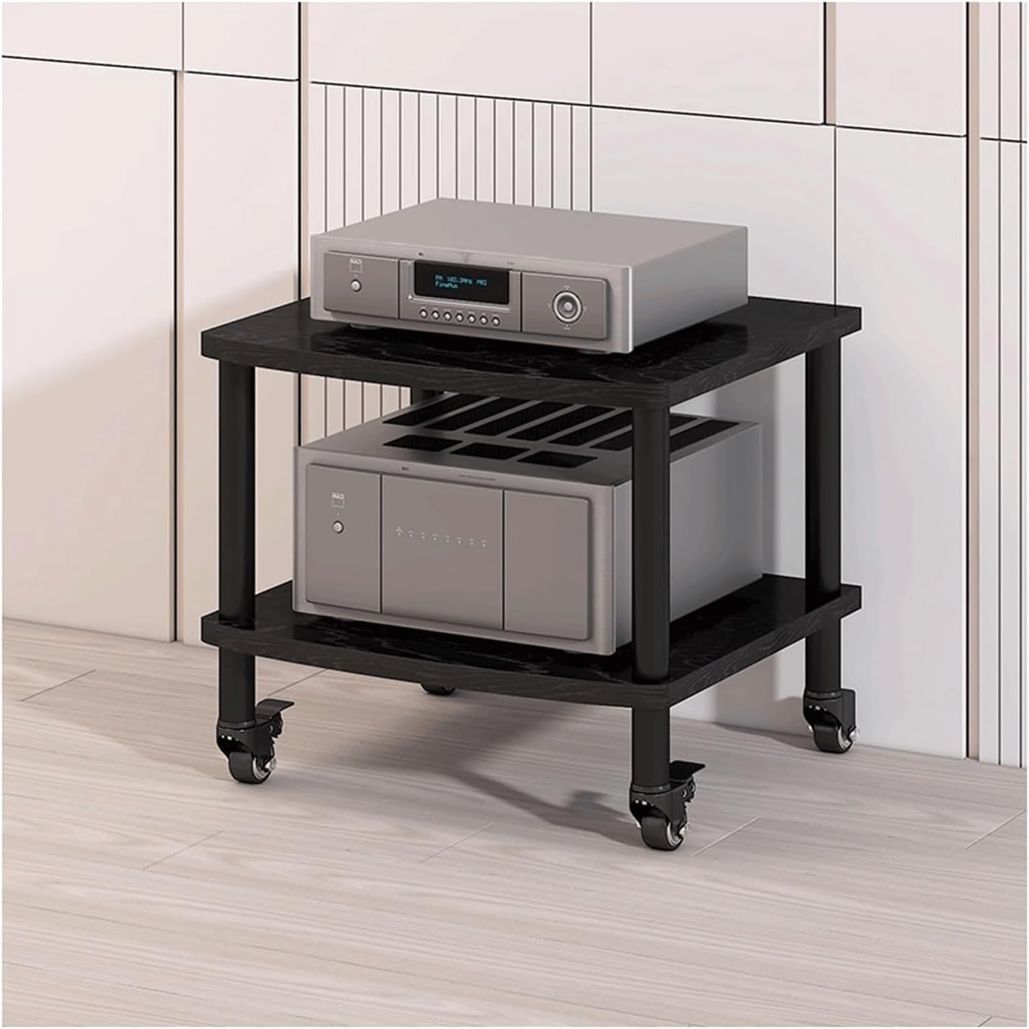 PZEOB AV Media Player Stand Media Stand with Wheels 2/3/4Tier Audio Rack Tower