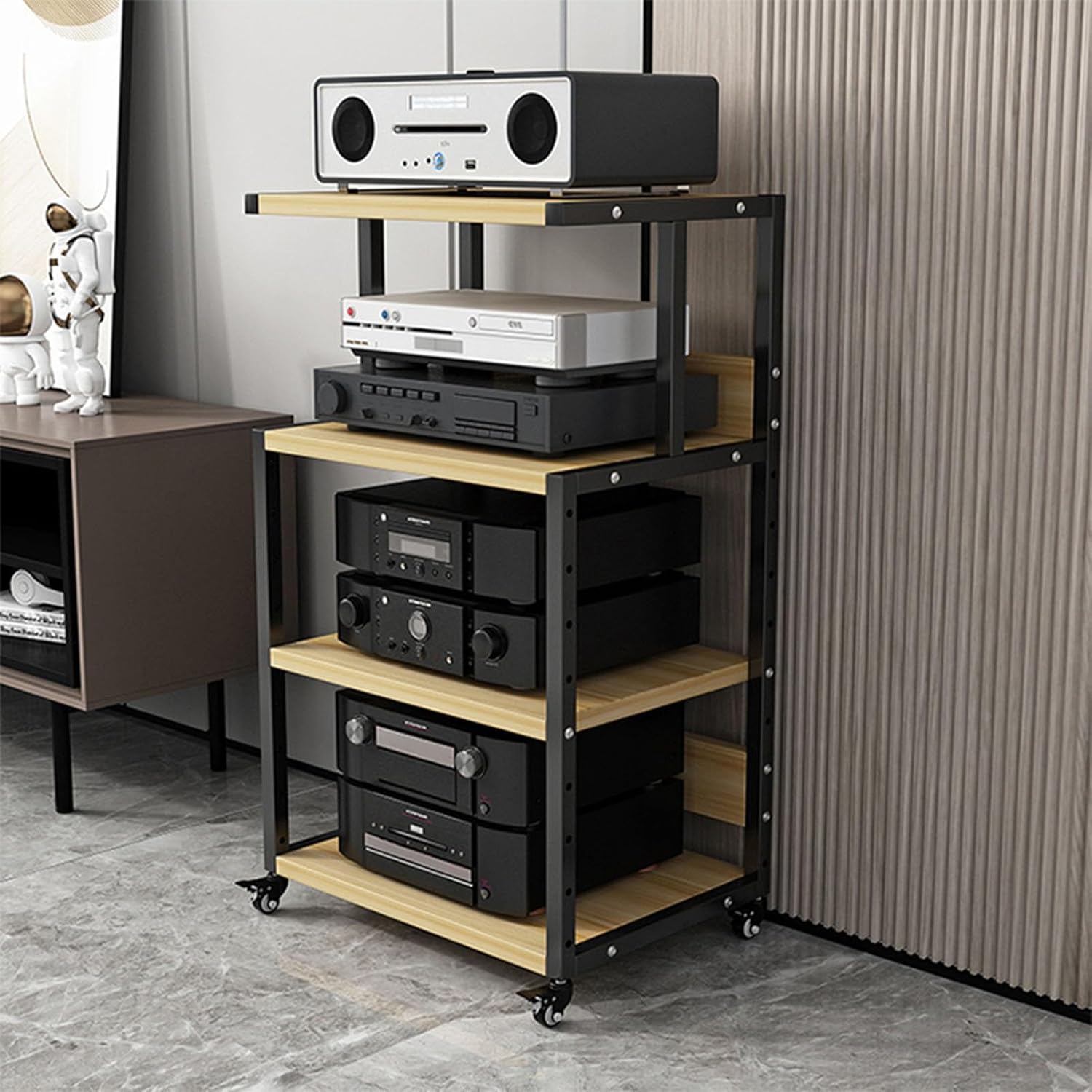 WUHUQN 4-Tier AV Media Stand with Pulleys