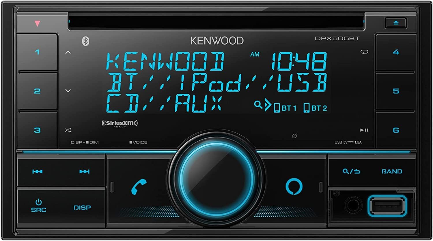 KENWOOD DPX505BT Double DIN in-Dash CD Car Stereo. AM/FM with Bluetooth