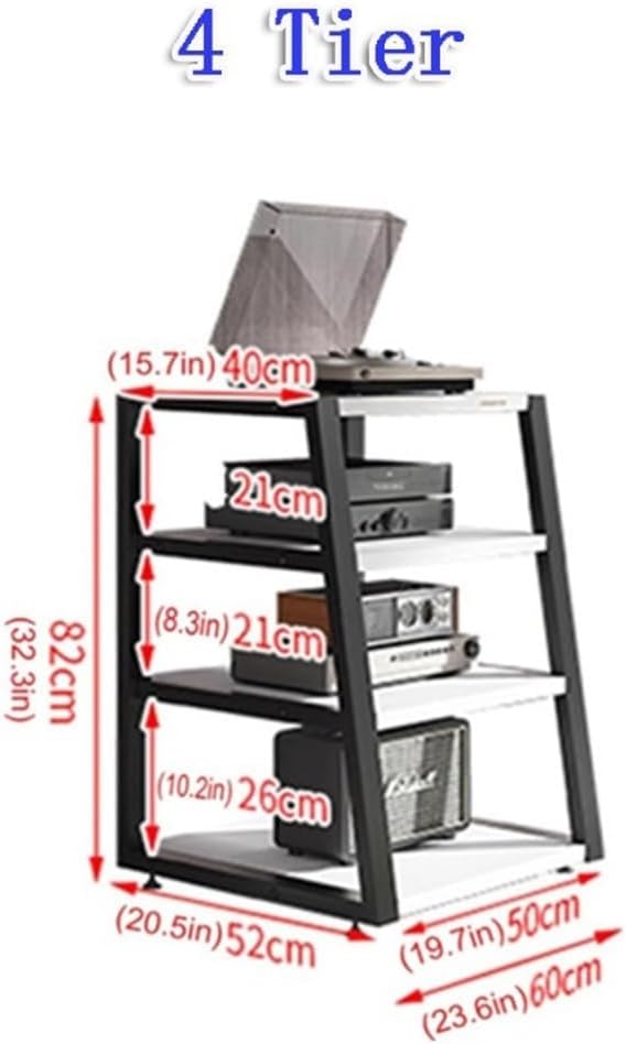 Teak Audio/Video Component Cabinet - 4-Tier Media Storage Stand with 2/3/4 Shelves for Gaming & Entertainment Systems