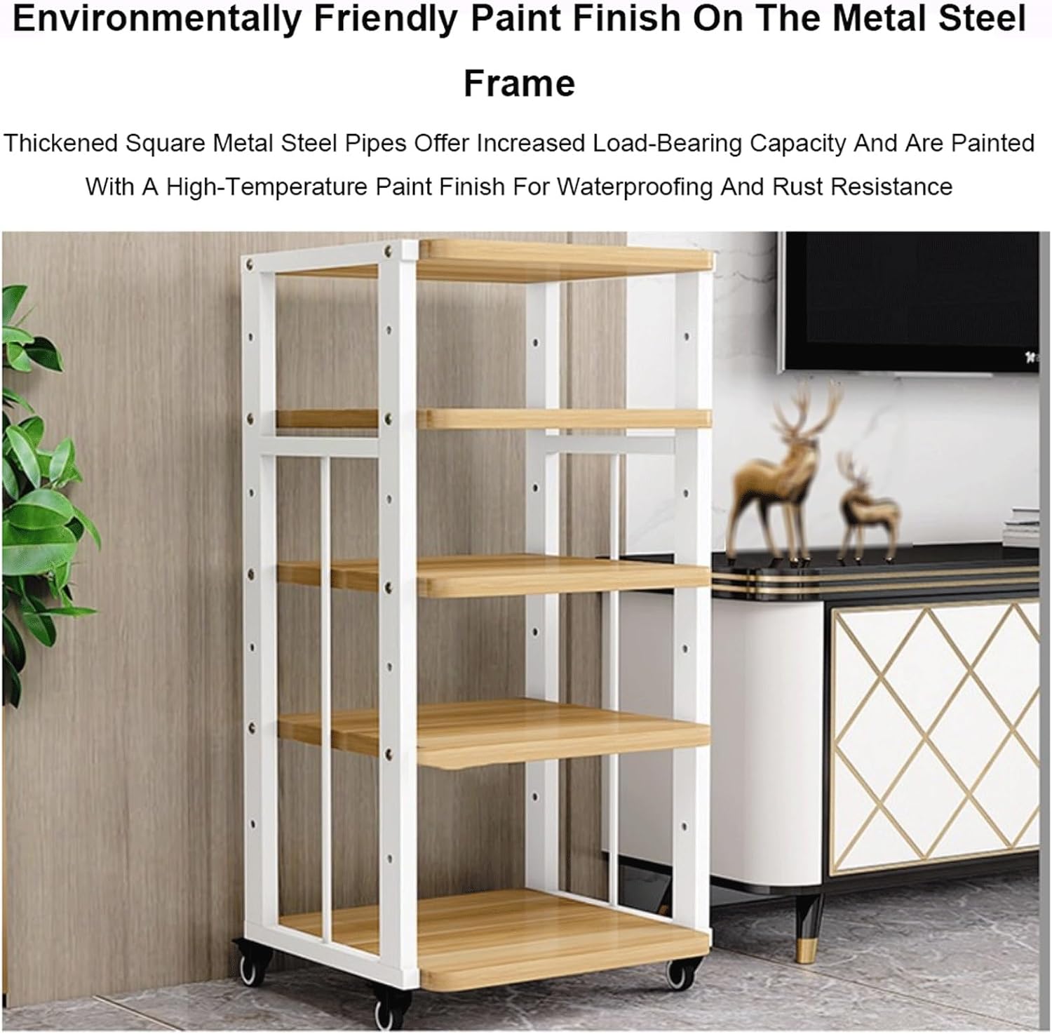 XMFBSY Medios AV Media Stand with Wheels Adjustable Entertainment Video Game Equipment Console Shelves Movable Record Player DVD CD Audio Rack Tower for Home Organizer(Rojo