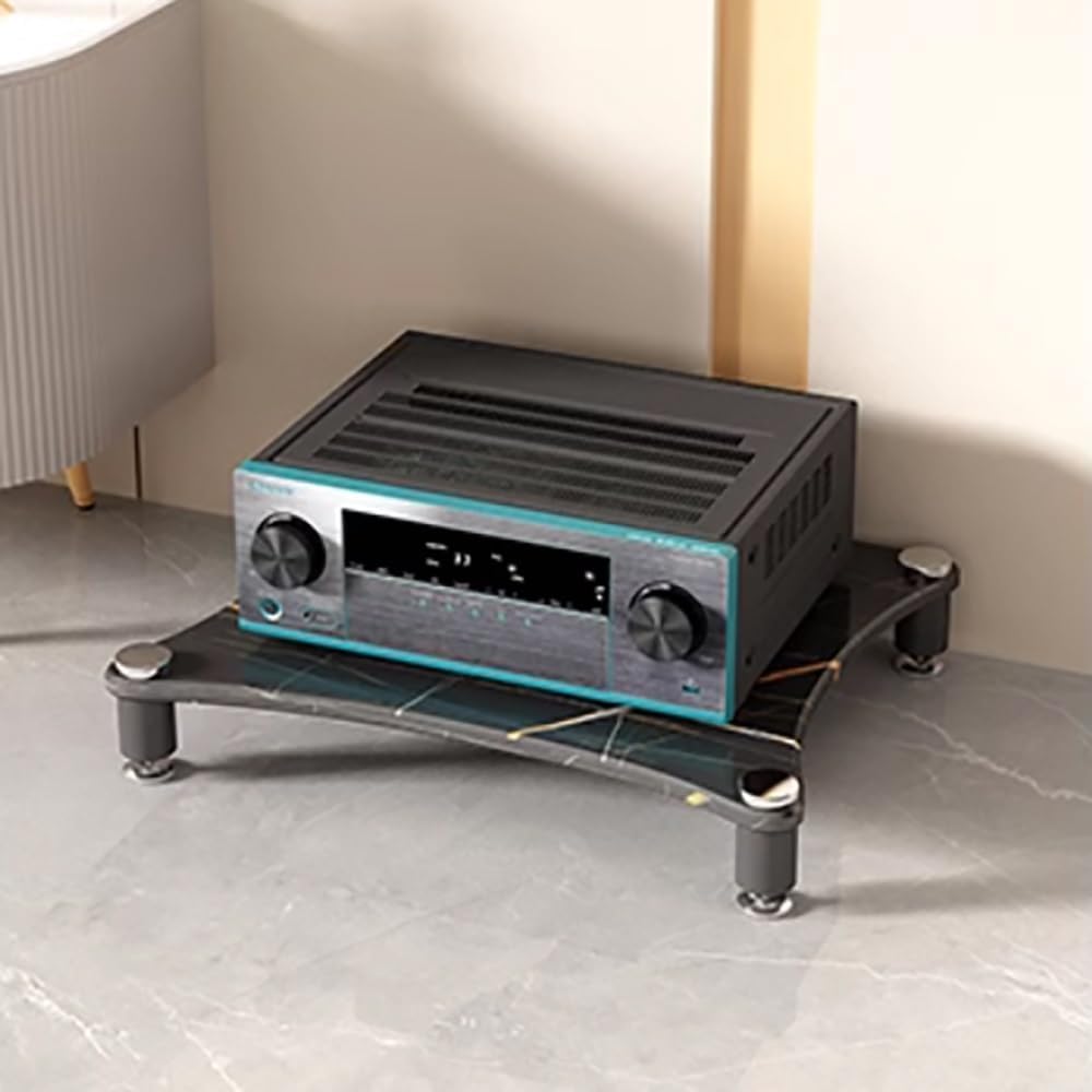 Modern 2-Tier AV Media Stand - Stylish Audio Video Cabinet & Stereo Storage Shelves for Bedroom & Gaming Room - Corner Entertainment Center