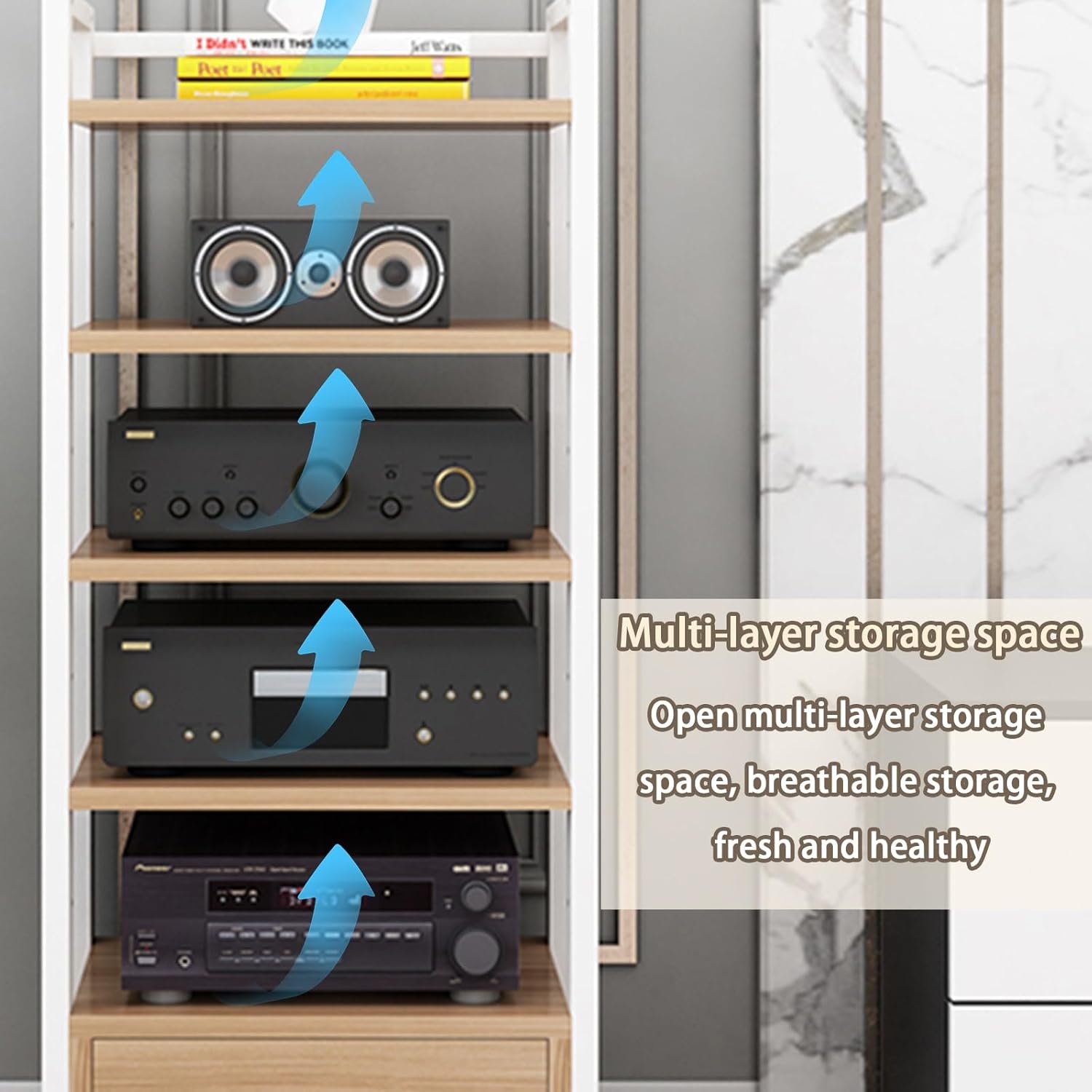 KUKIXKK with Wheels Audio-Video Media Stand Design