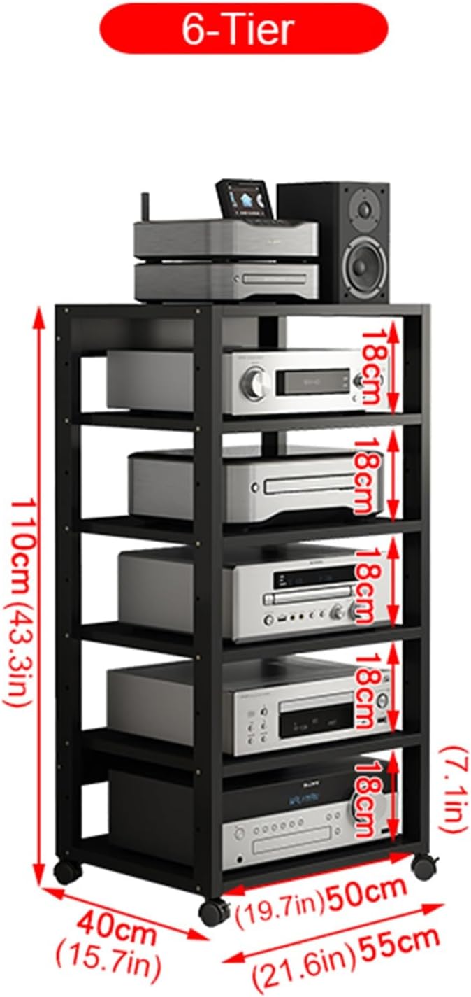 WUHUQN Modern Media Storage Cabinet 4/5/6/7-Tier AV Media Rack Component Cabinet Stereo Rack Audio Tower
