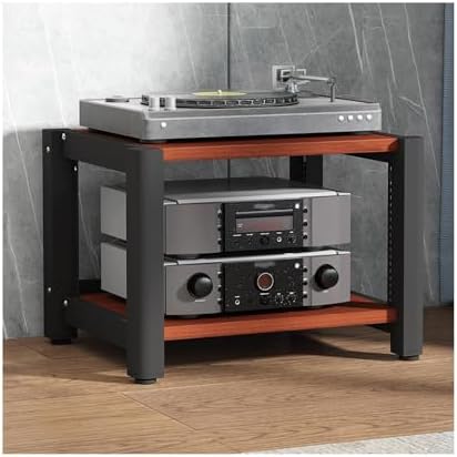 HiFi Stereo Audio Tower Rack - 3 Tier Wooden Media Stand with Adjustable Shelves