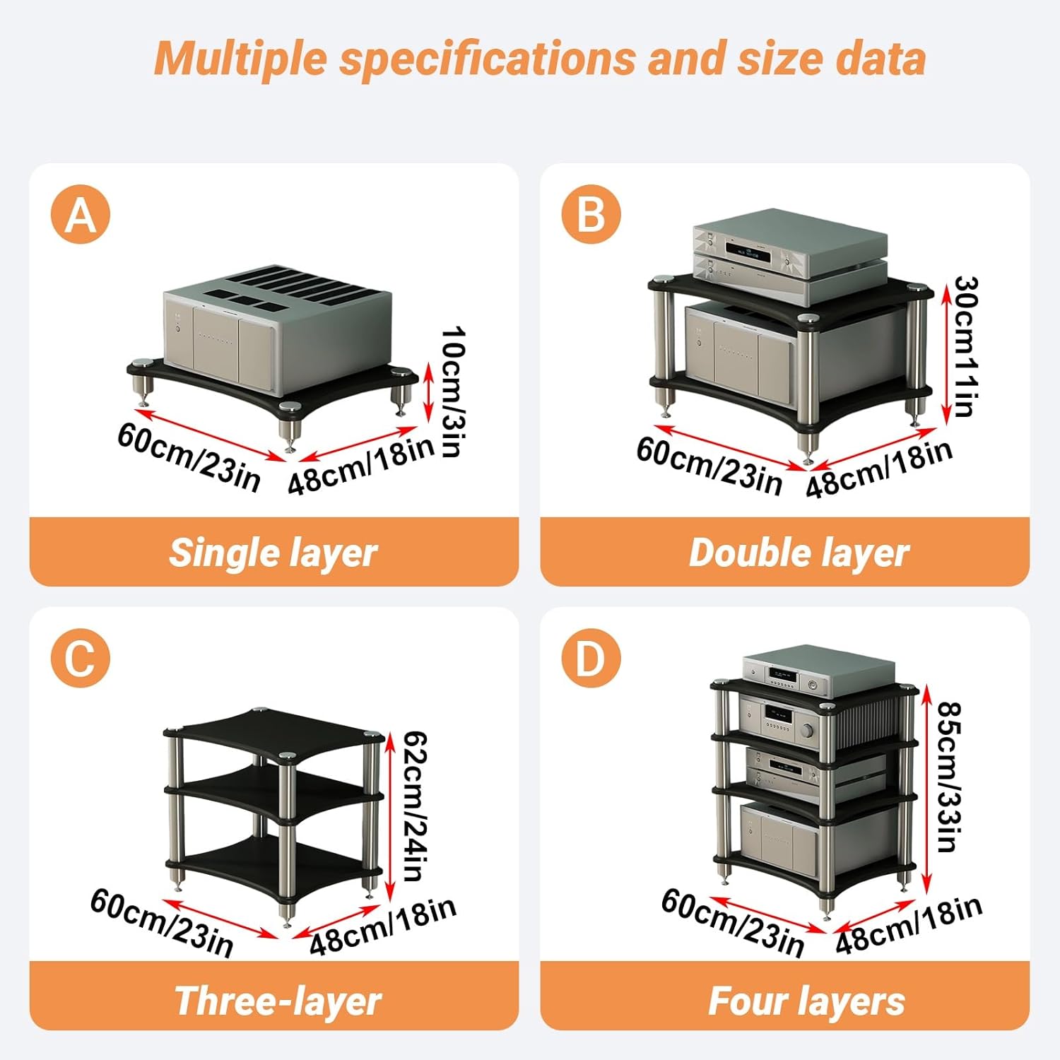ZUGIATP Av Media Stand Audio Rack Stereo Cabinet Stereo Standav Cabinet Component Storage and Collection Display Corner Entertainment Center(Walnut