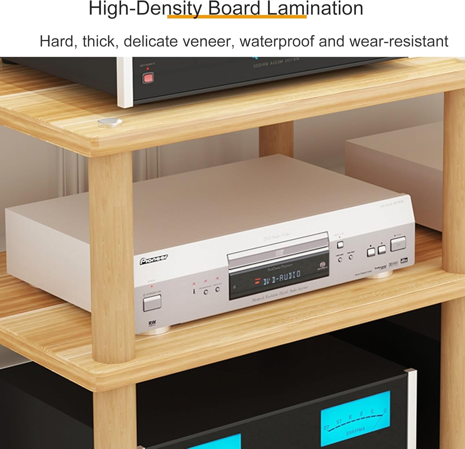 AV Media Stand Stereo System Entertainment Components Cabinet with Silent Foot pad