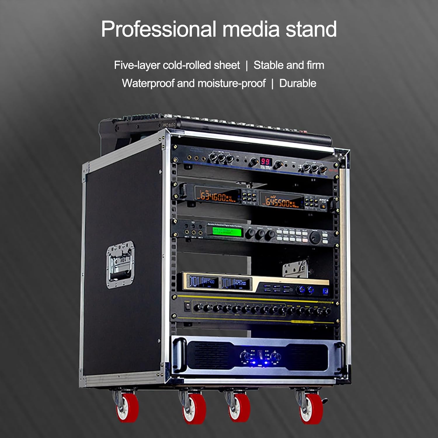 ZIHESY Audio Rack Tower AV Media Stand Small AV Component Entertainment Stand Audio Stand with Wheel